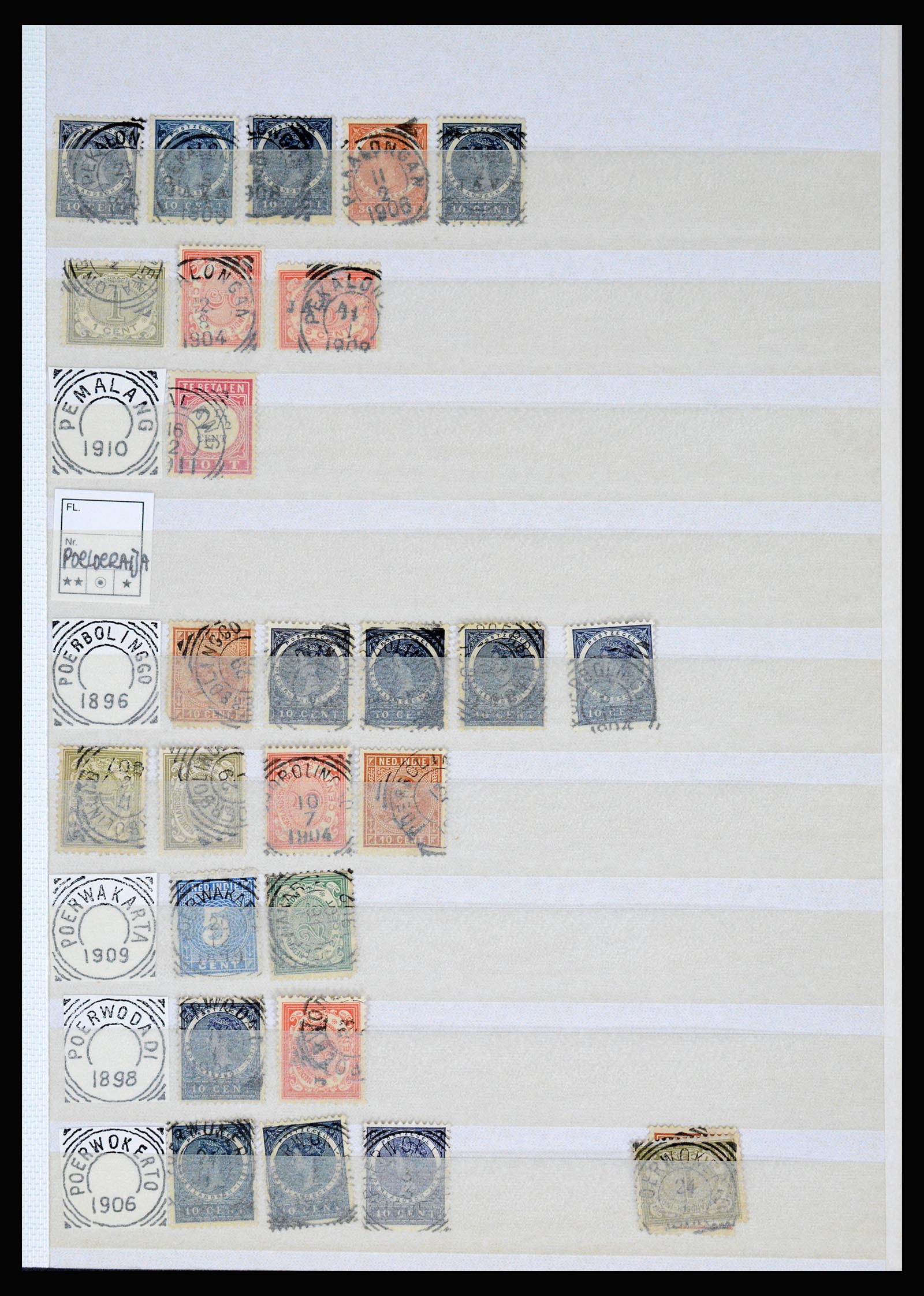 36839 084 - Postzegelverzameling 36839 Nederlands Indië vierkantstempels.