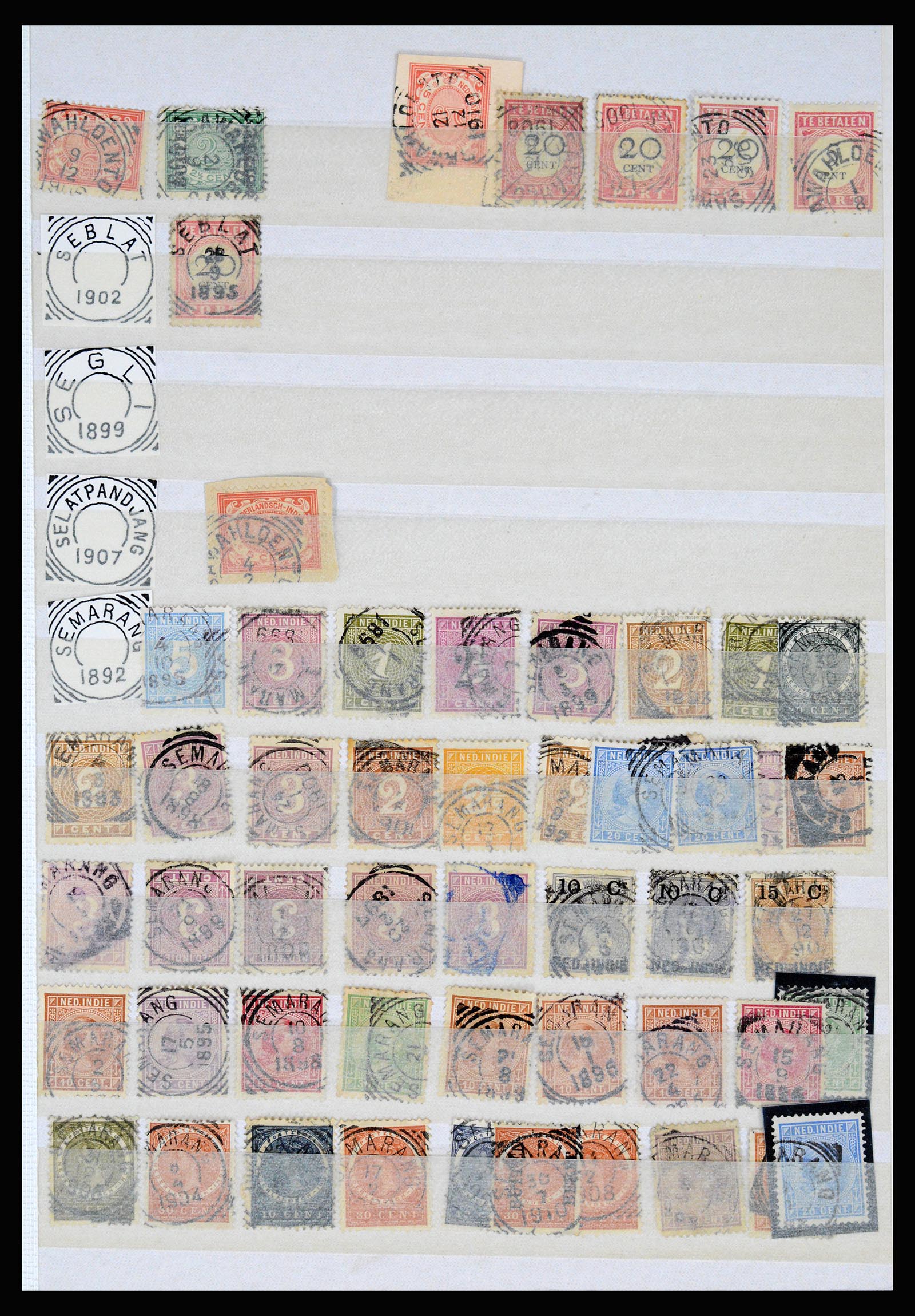 36839 088 - Stamp collection 36839 Dutch east Indies square cancels.