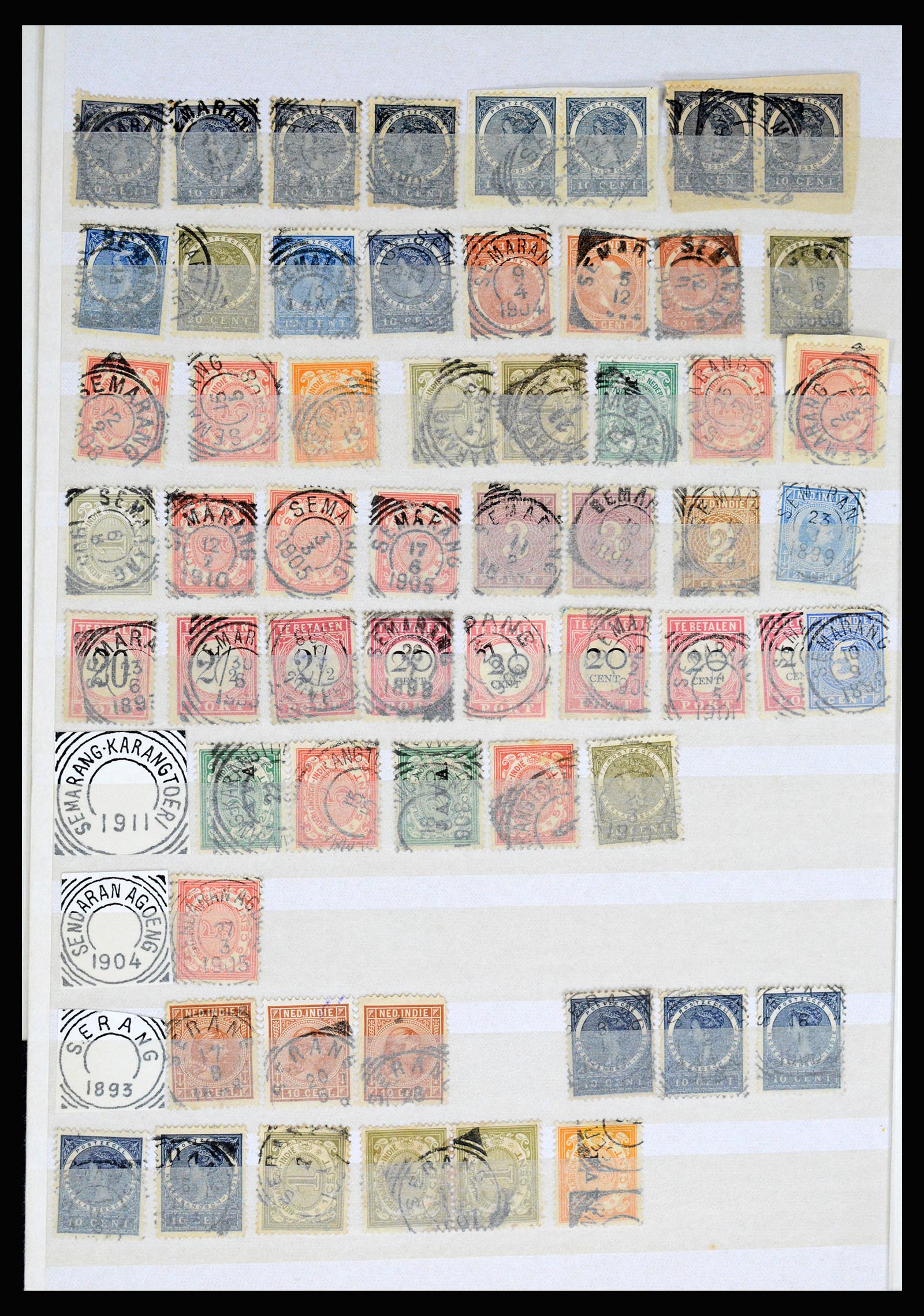 36839 089 - Postzegelverzameling 36839 Nederlands Indië vierkantstempels.