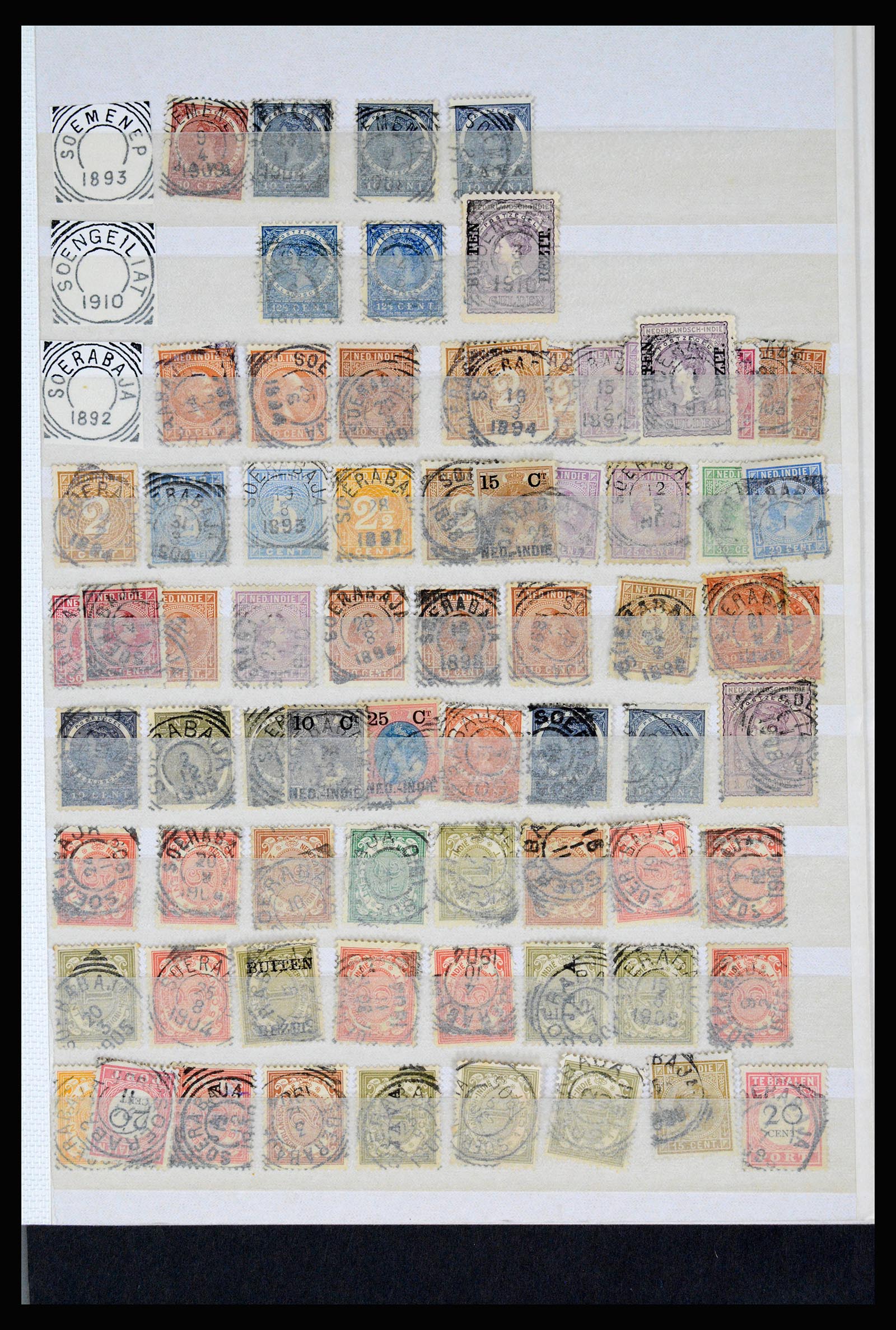 36839 092 - Postzegelverzameling 36839 Nederlands Indië vierkantstempels.