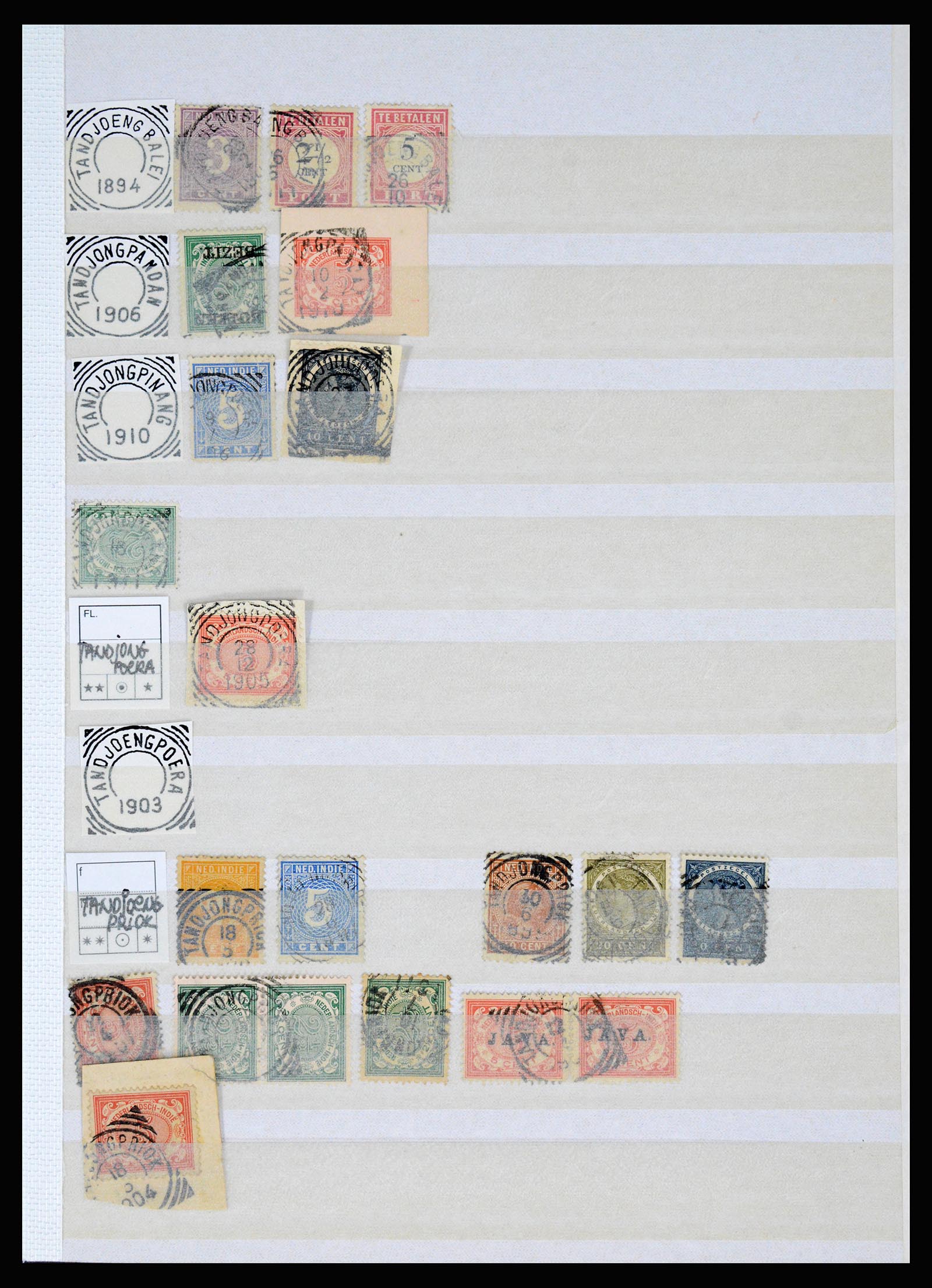 36839 094 - Postzegelverzameling 36839 Nederlands Indië vierkantstempels.
