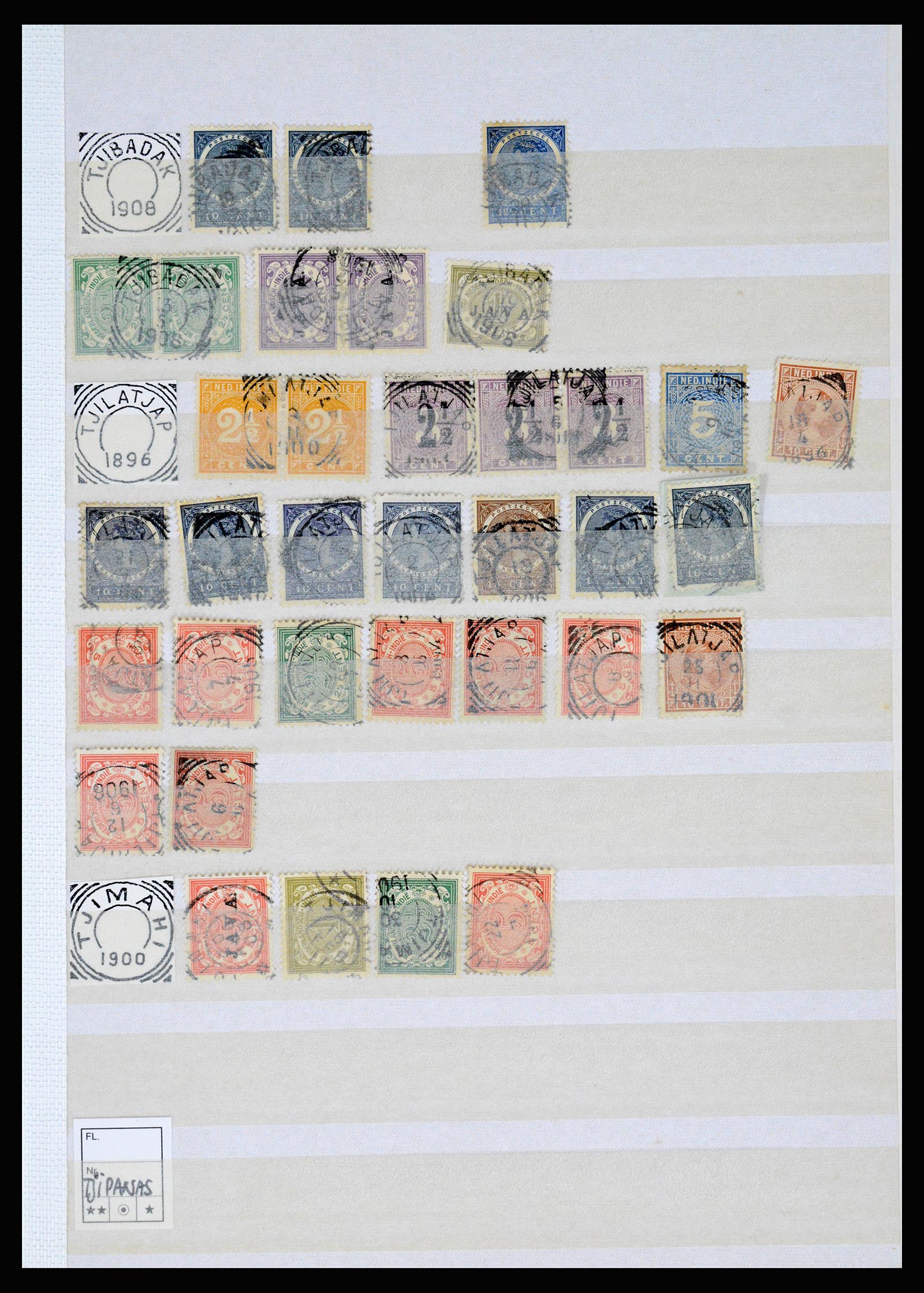 36839 098 - Stamp collection 36839 Dutch east Indies square cancels.