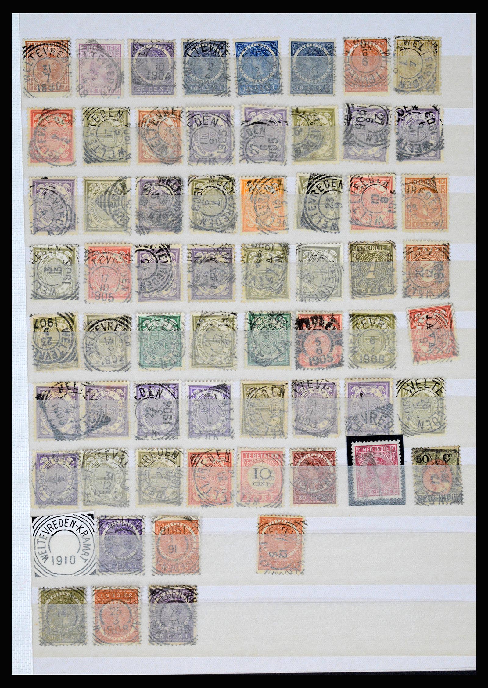36839 100 - Stamp collection 36839 Dutch east Indies square cancels.