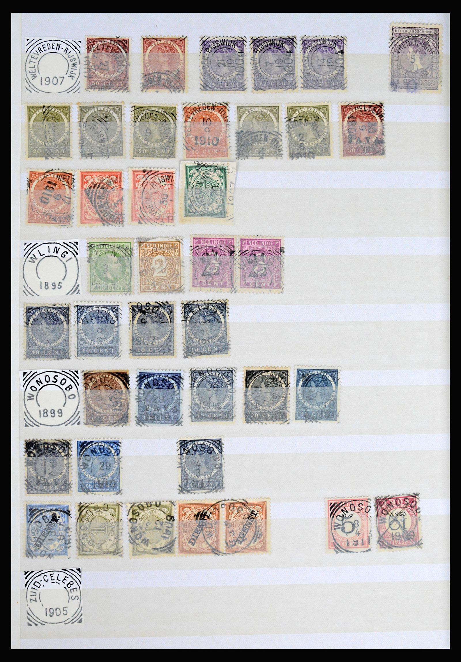 36839 101 - Stamp collection 36839 Dutch east Indies square cancels.
