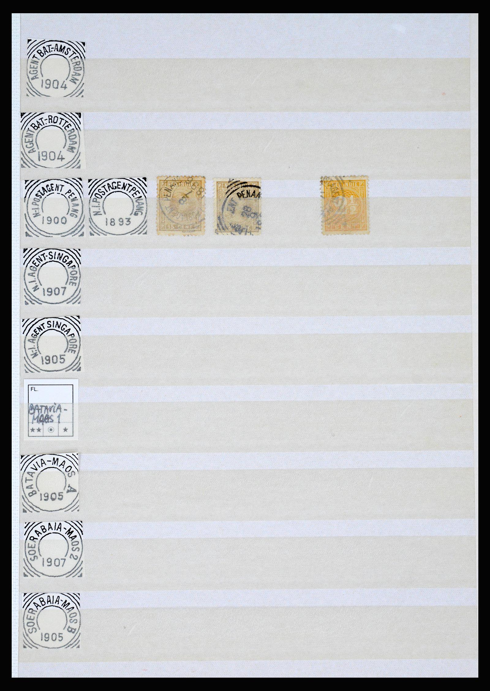 36839 102 - Stamp collection 36839 Dutch east Indies square cancels.
