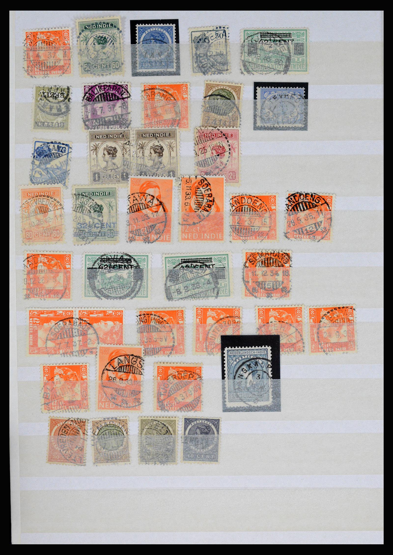 36839 106 - Stamp collection 36839 Dutch east Indies square cancels.