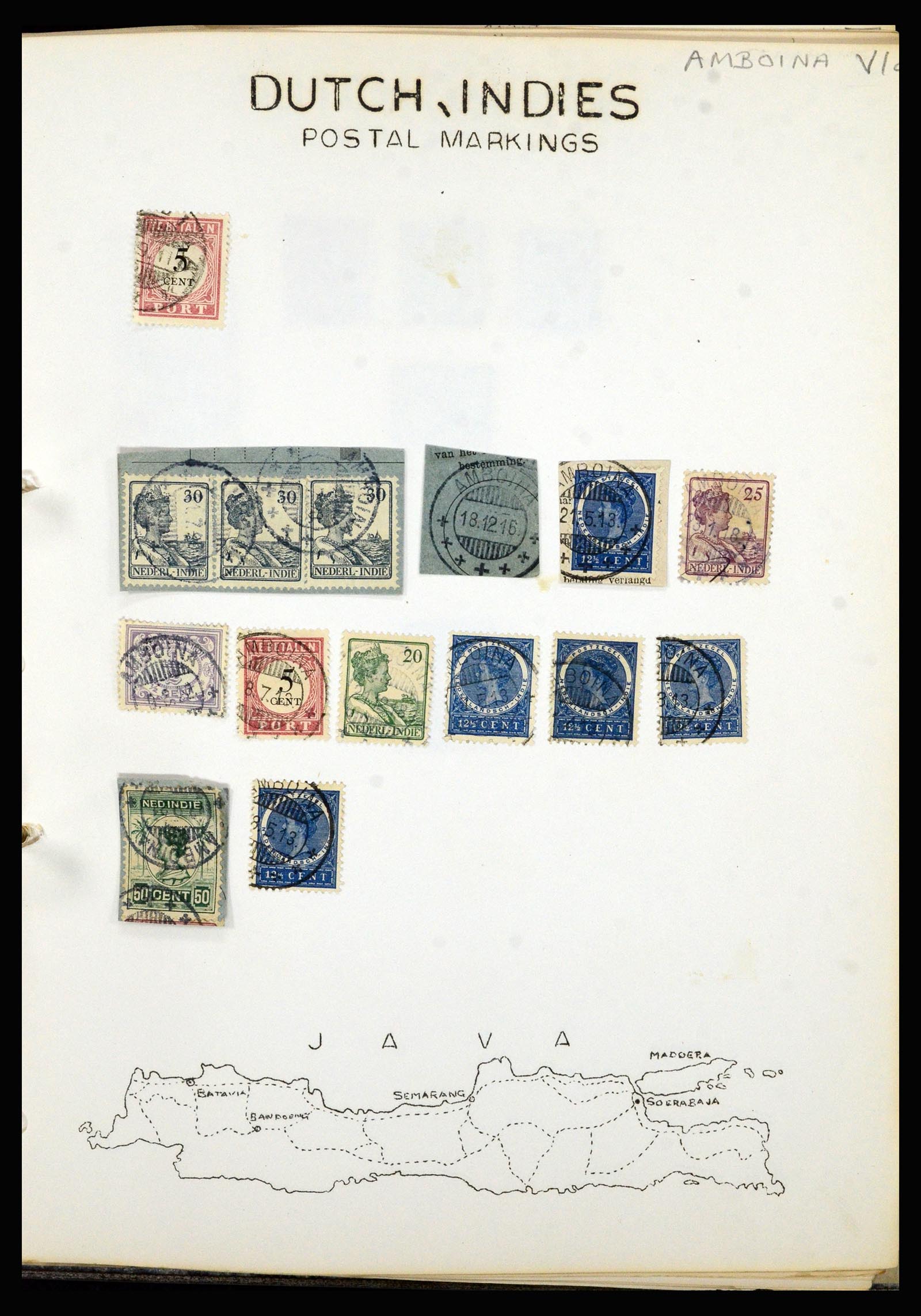 36841 002 - Postzegelverzameling 36841 Nederlands Indië kortebalk stempels.