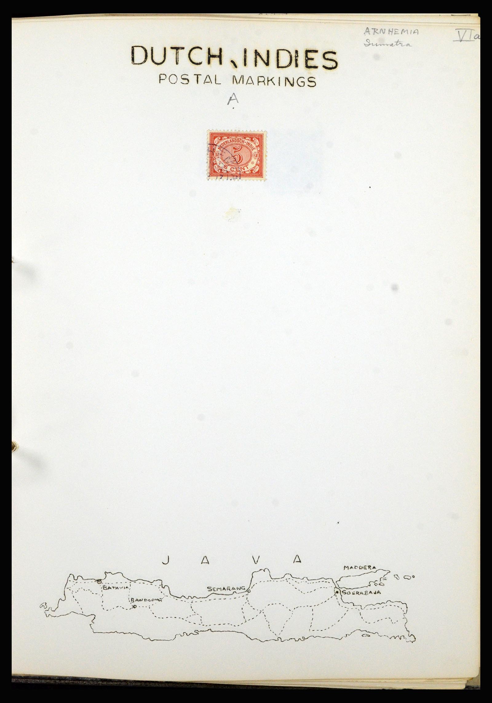 36841 004 - Postzegelverzameling 36841 Nederlands Indië kortebalk stempels.