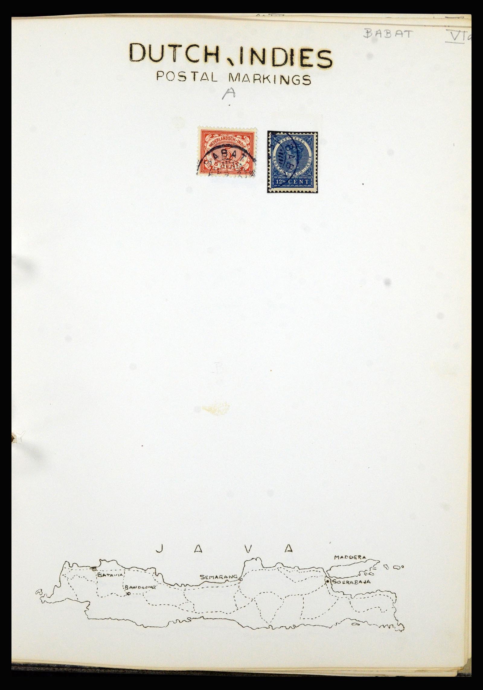 36841 005 - Postzegelverzameling 36841 Nederlands Indië kortebalk stempels.