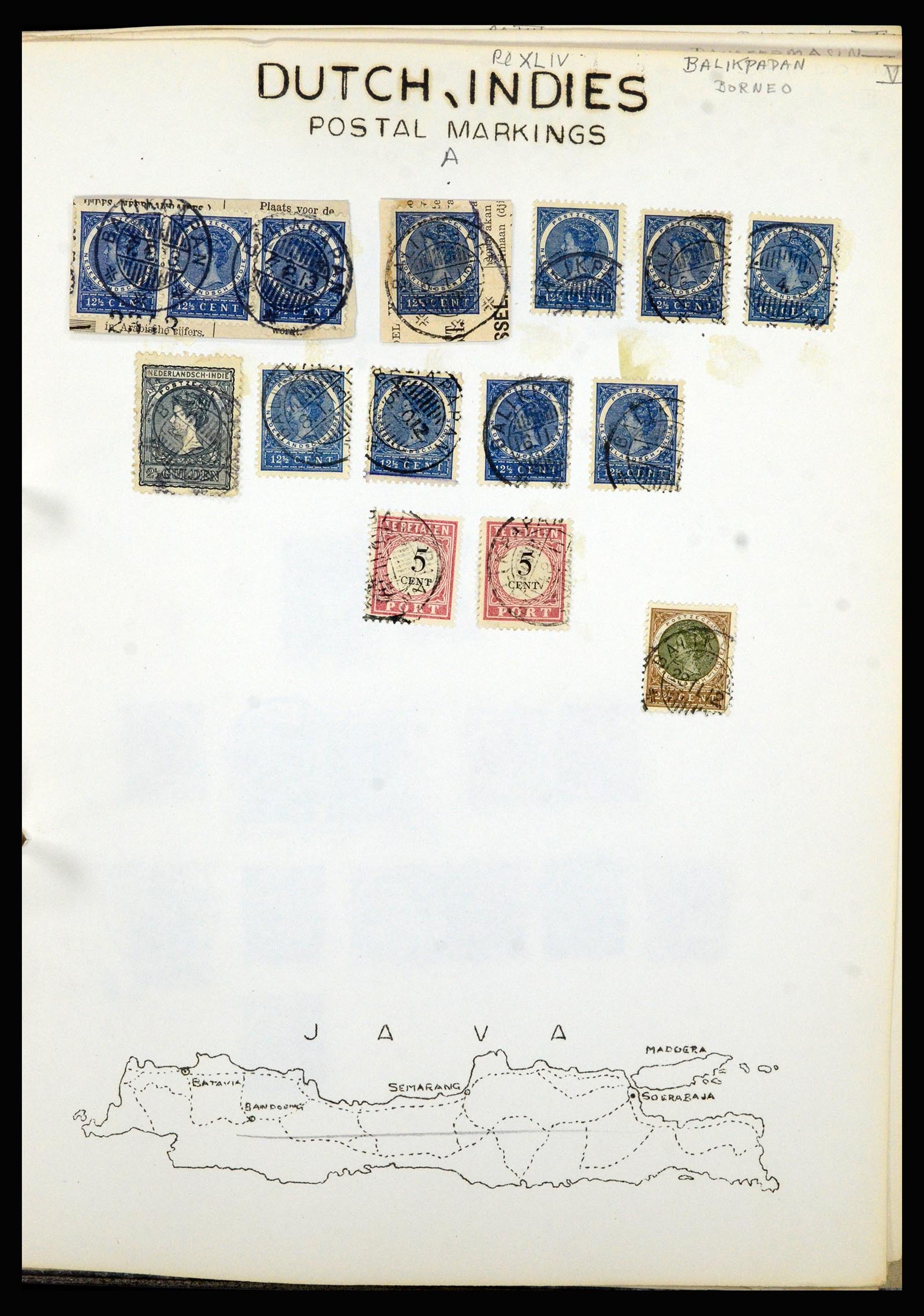 36841 007 - Postzegelverzameling 36841 Nederlands Indië kortebalk stempels.