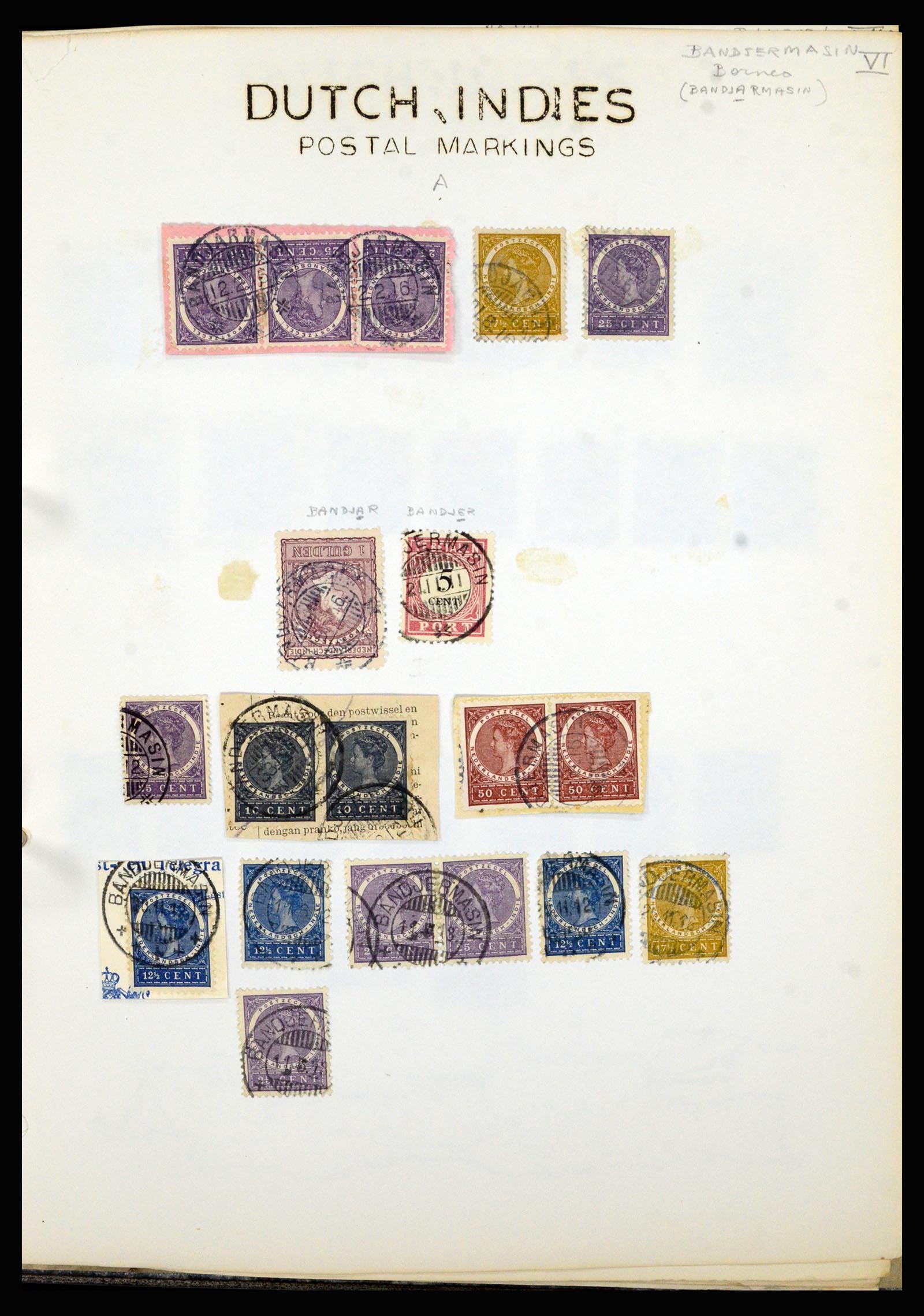 36841 008 - Postzegelverzameling 36841 Nederlands Indië kortebalk stempels.