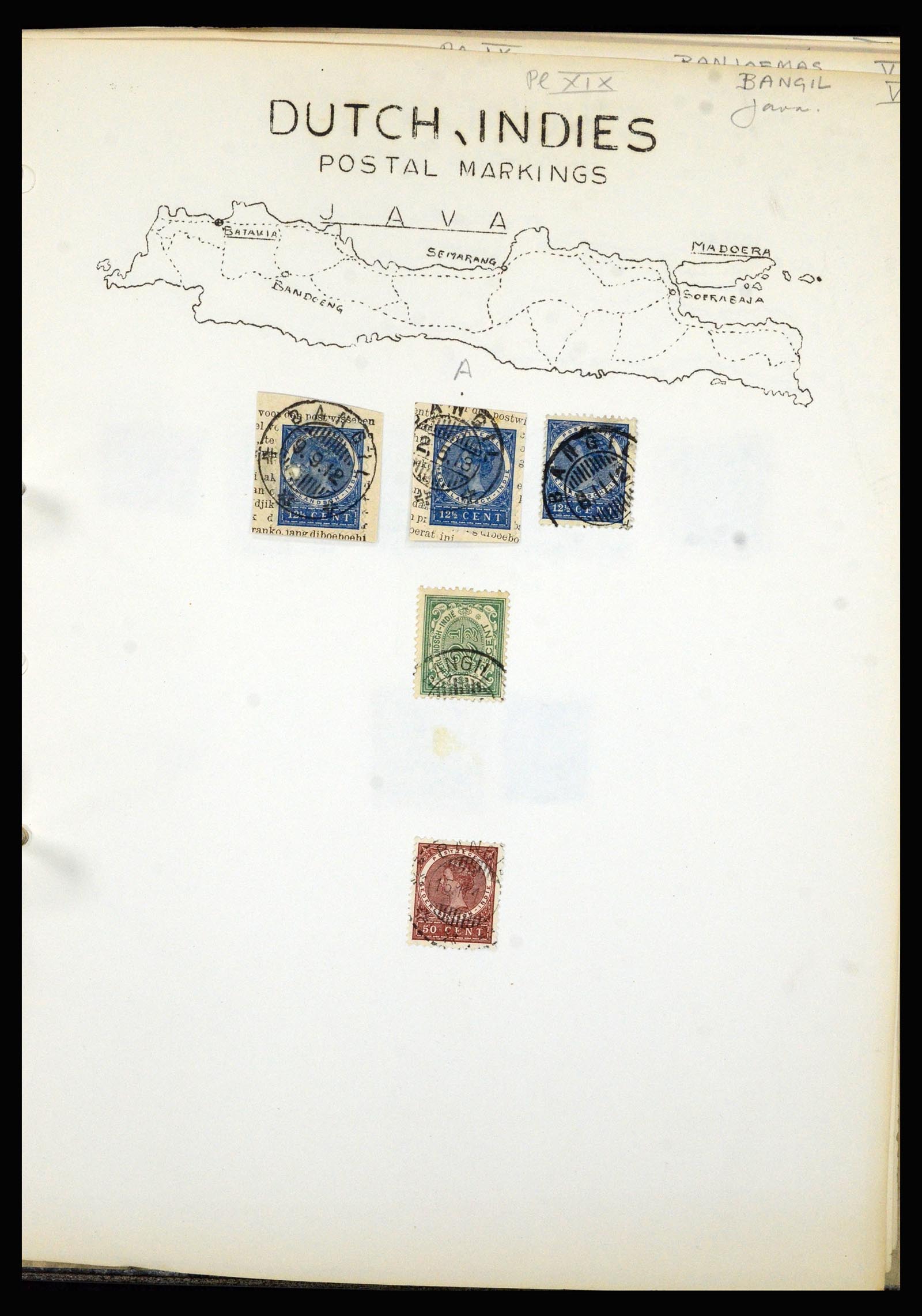 36841 010 - Postzegelverzameling 36841 Nederlands Indië kortebalk stempels.