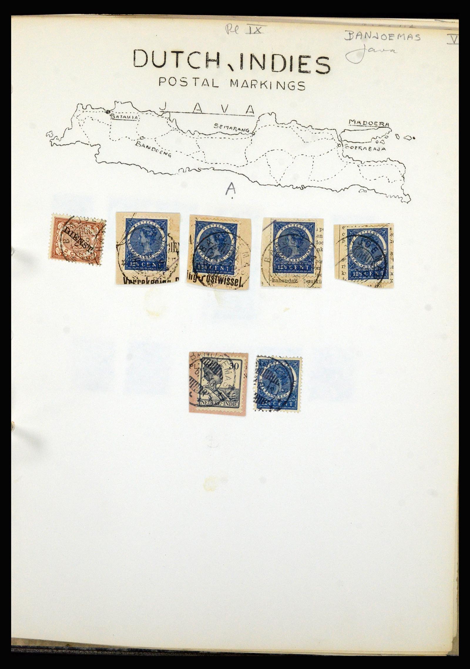 36841 011 - Stamp collection 36841 Dutch east Indies short bar cancels.