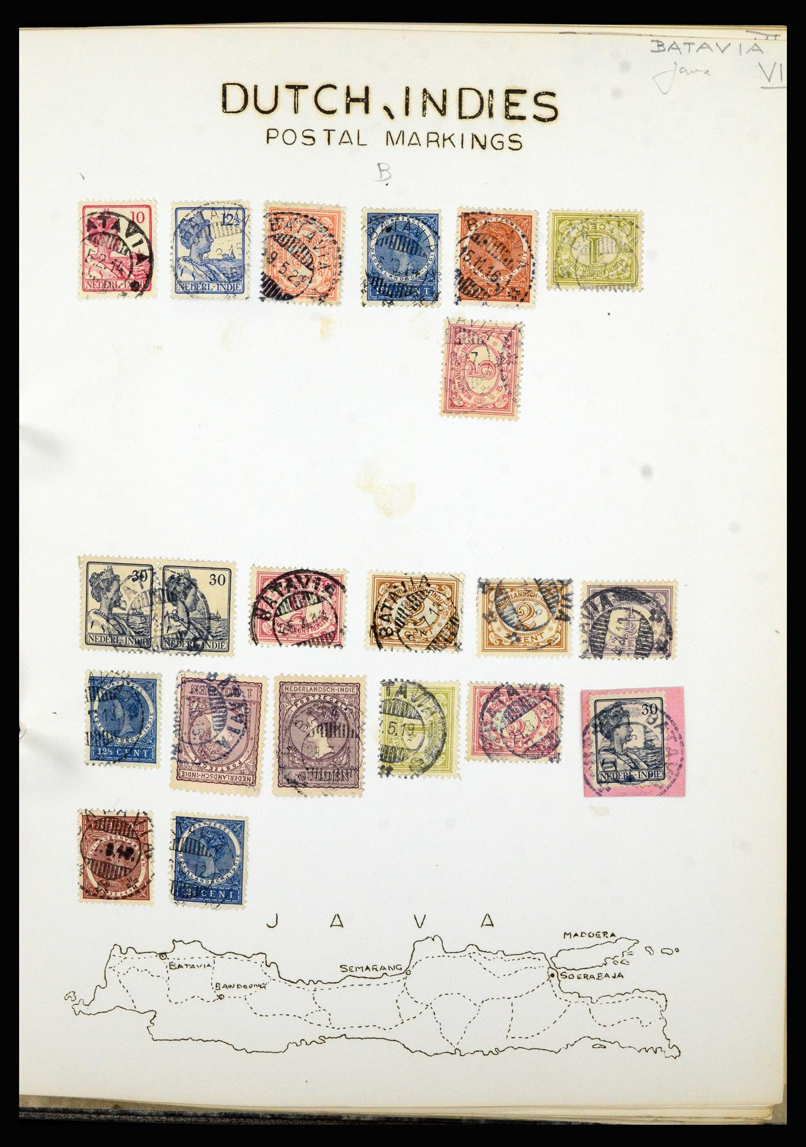 36841 017 - Postzegelverzameling 36841 Nederlands Indië kortebalk stempels.