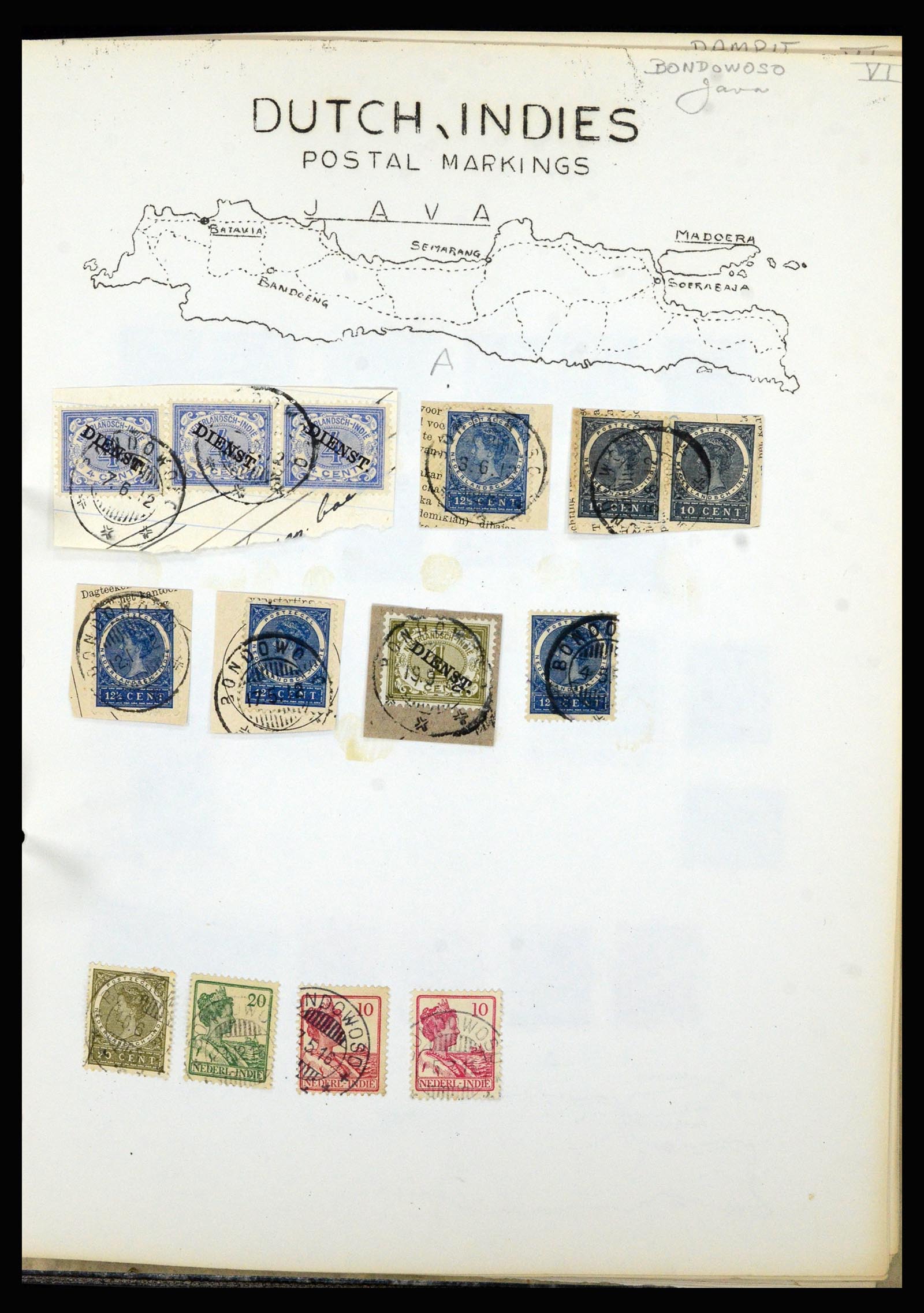 36841 024 - Stamp collection 36841 Dutch east Indies short bar cancels.