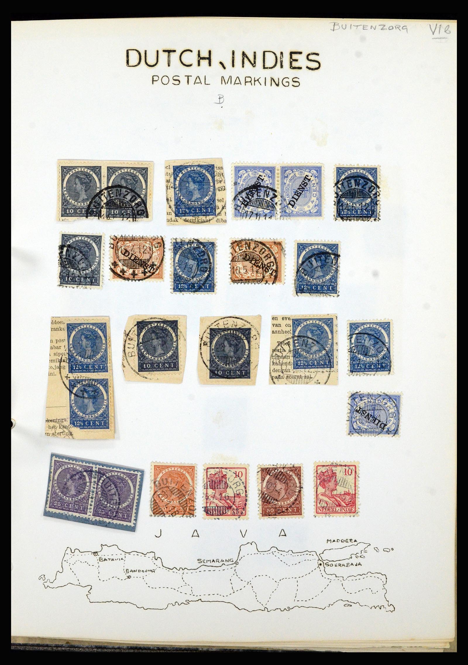 36841 025 - Stamp collection 36841 Dutch east Indies short bar cancels.