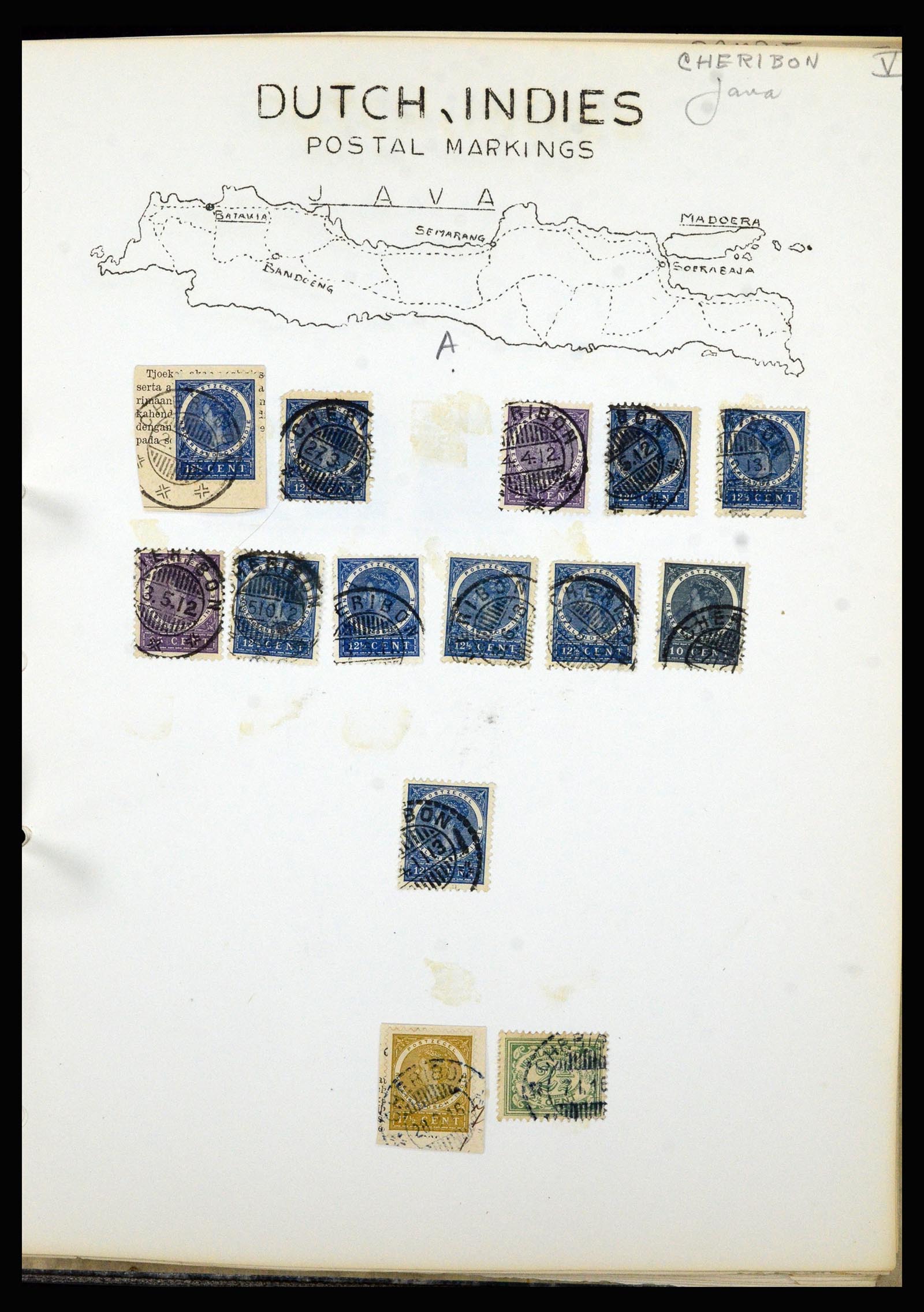 36841 026 - Stamp collection 36841 Dutch east Indies short bar cancels.