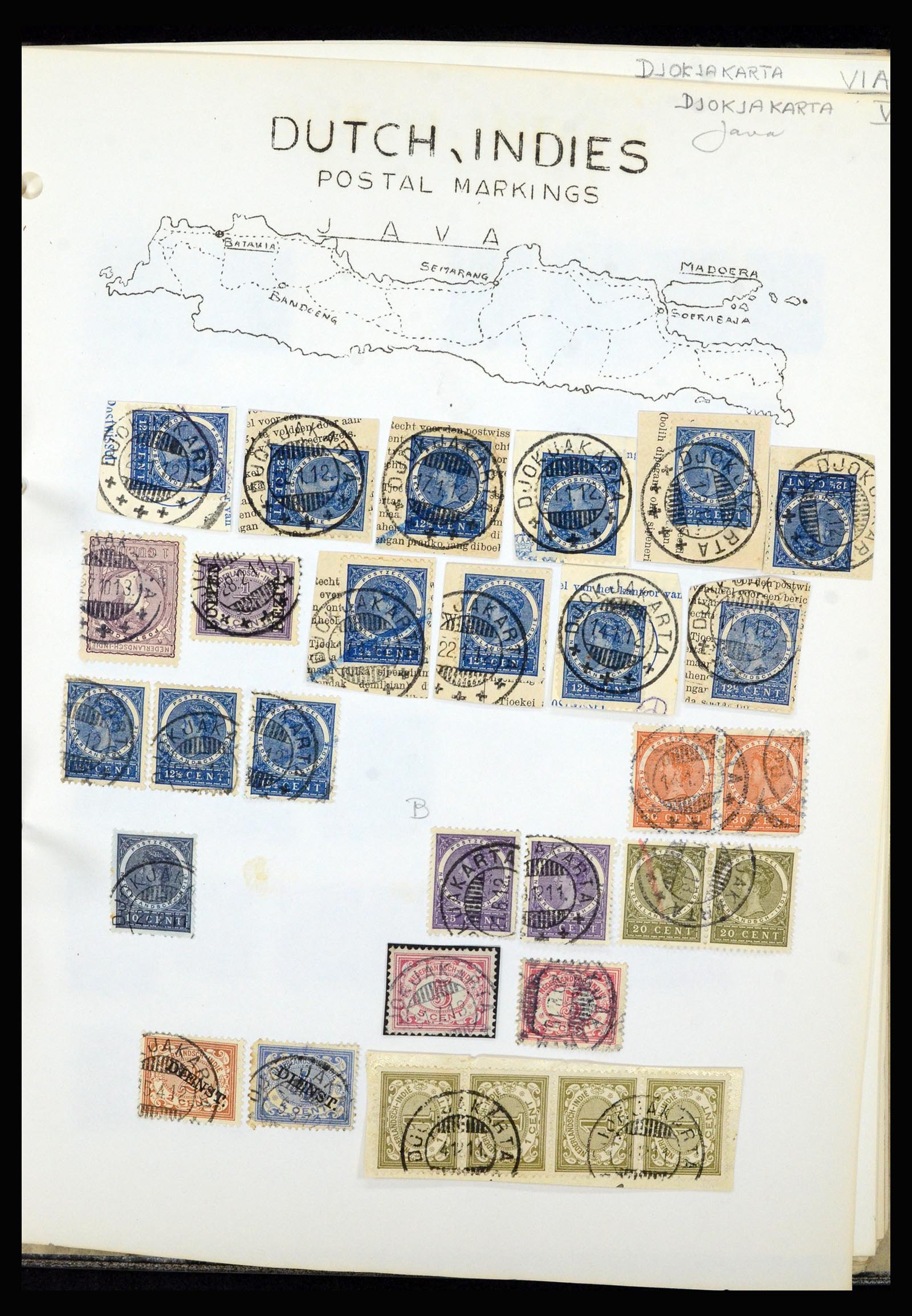 36841 034 - Stamp collection 36841 Dutch east Indies short bar cancels.