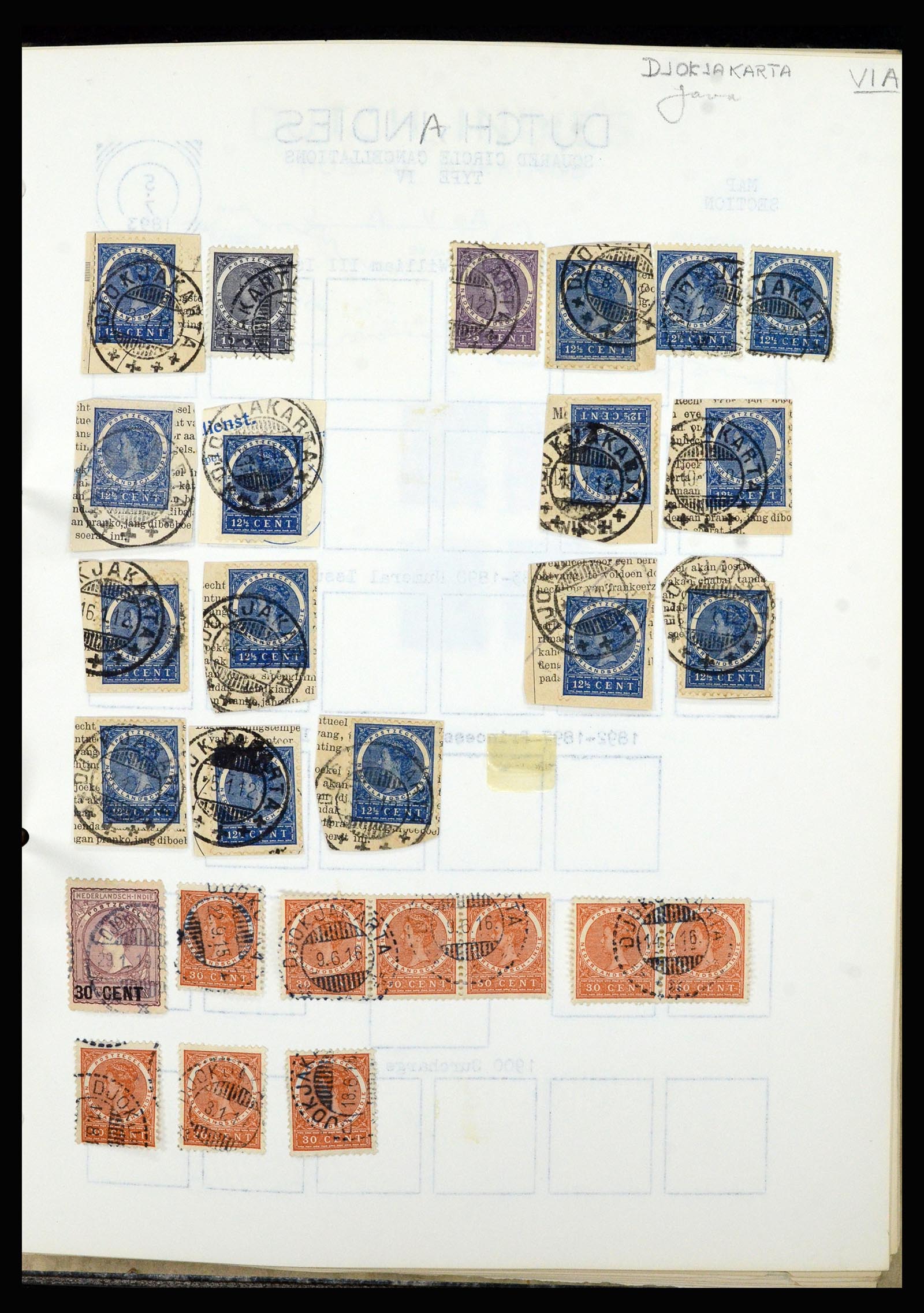 36841 035 - Stamp collection 36841 Dutch east Indies short bar cancels.