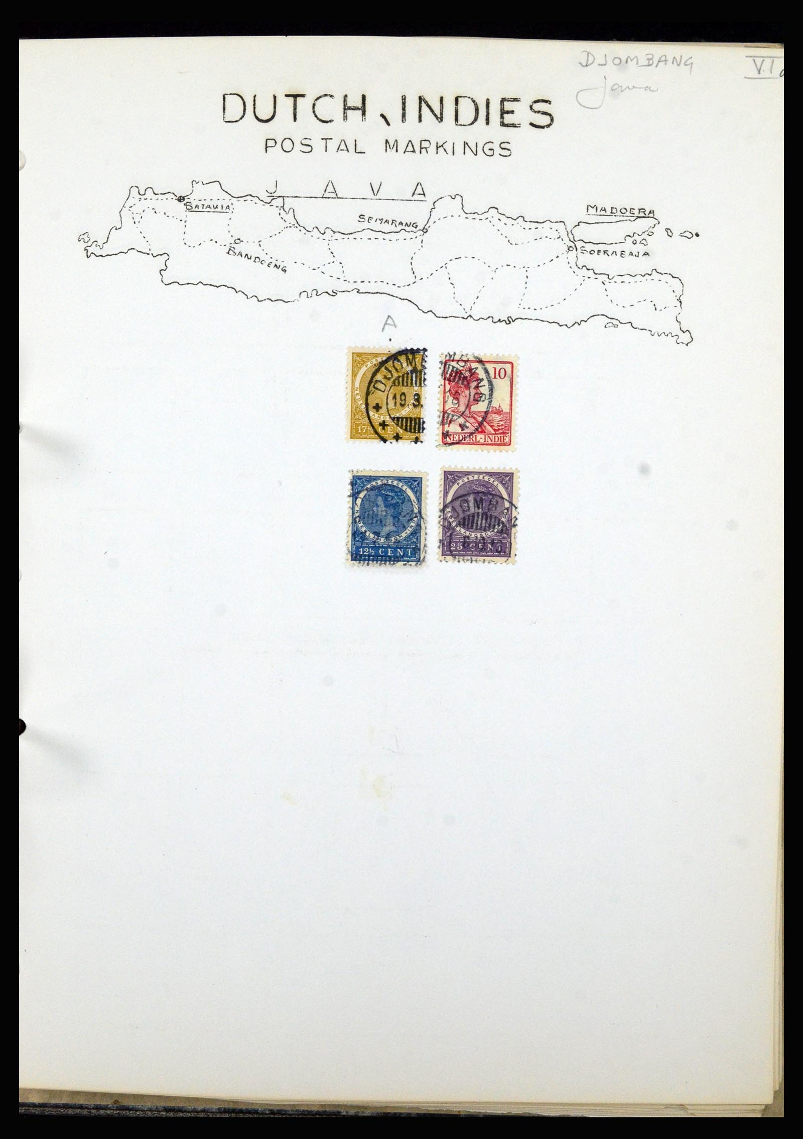 36841 036 - Stamp collection 36841 Dutch east Indies short bar cancels.