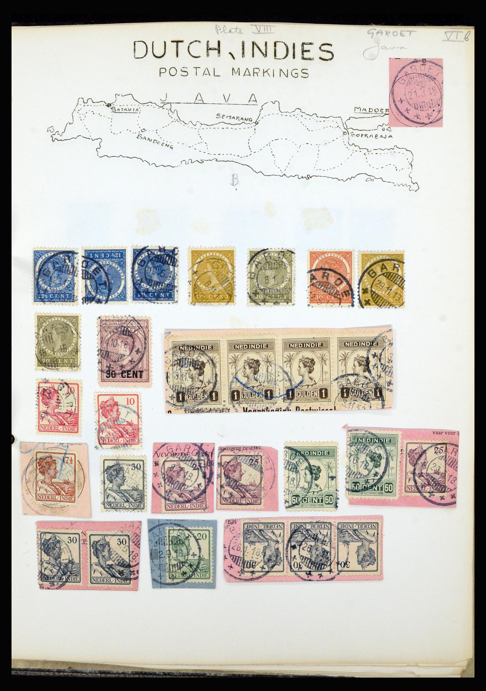 36841 038 - Stamp collection 36841 Dutch east Indies short bar cancels.