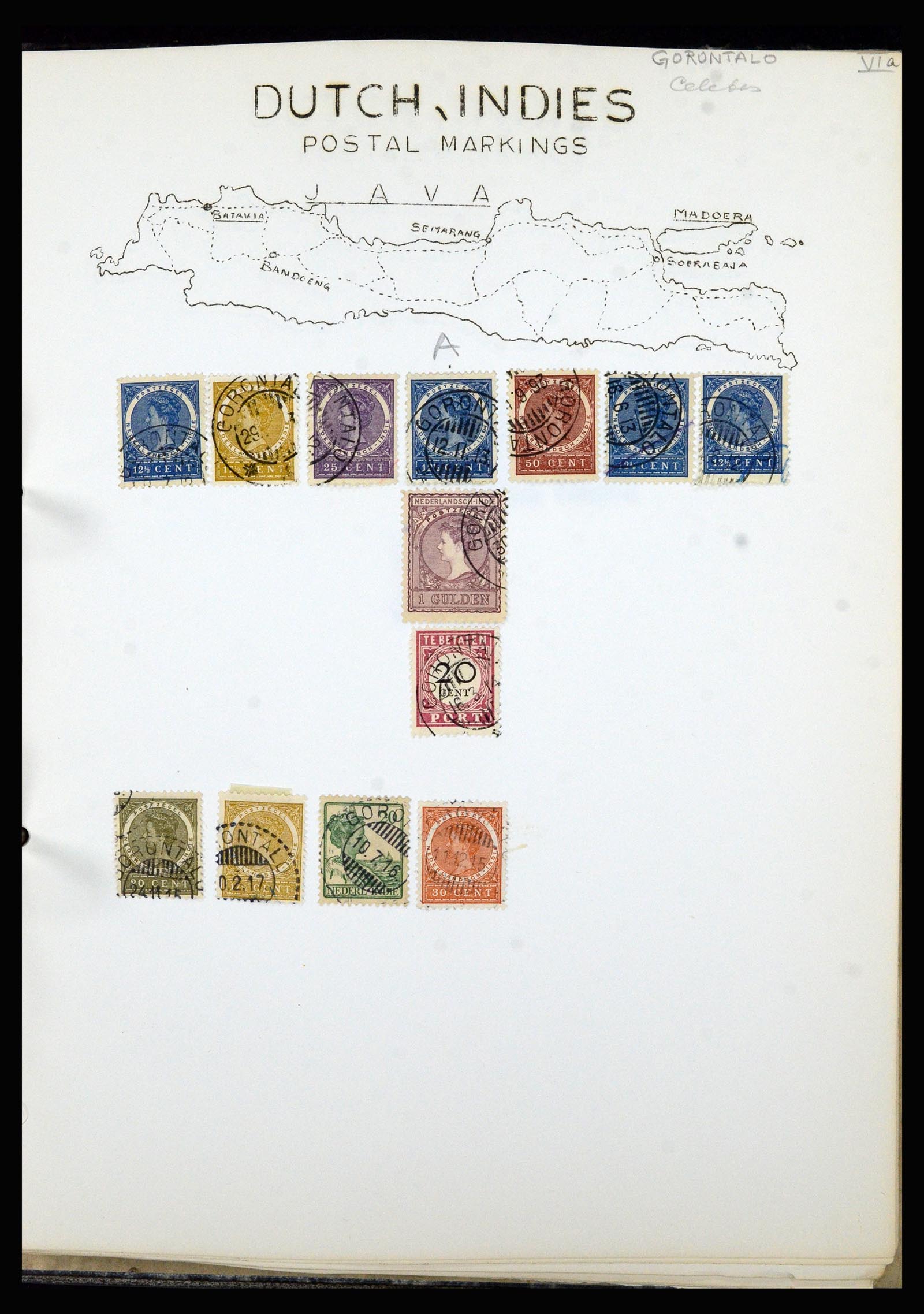 36841 040 - Stamp collection 36841 Dutch east Indies short bar cancels.