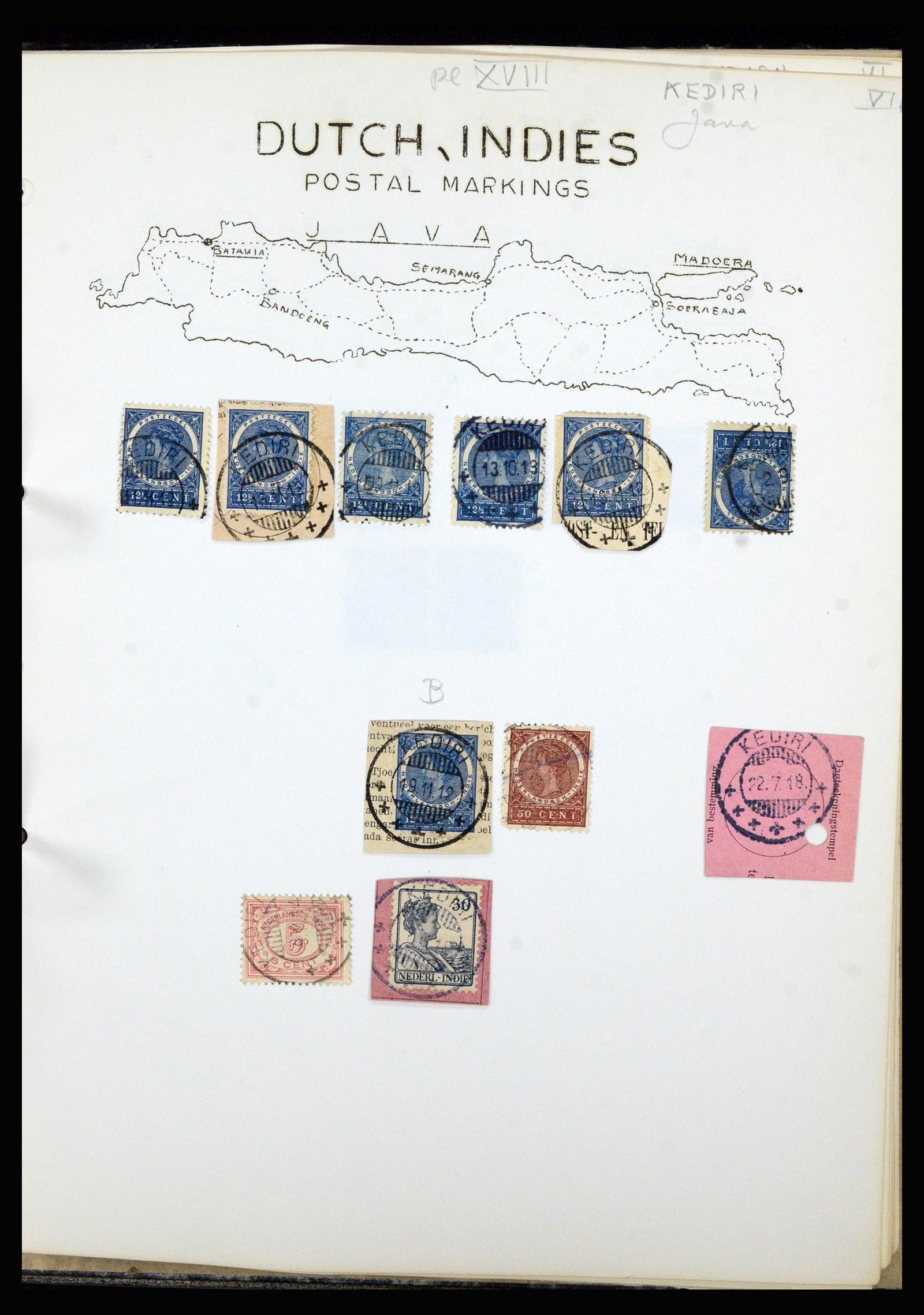 36841 043 - Stamp collection 36841 Dutch east Indies short bar cancels.