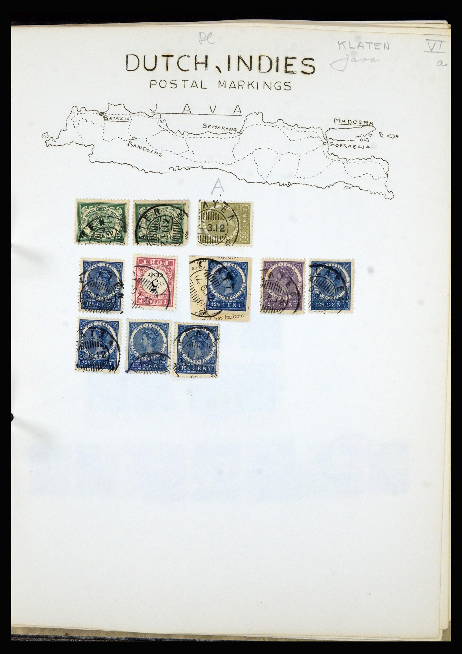 36841 047 - Stamp collection 36841 Dutch east Indies short bar cancels.