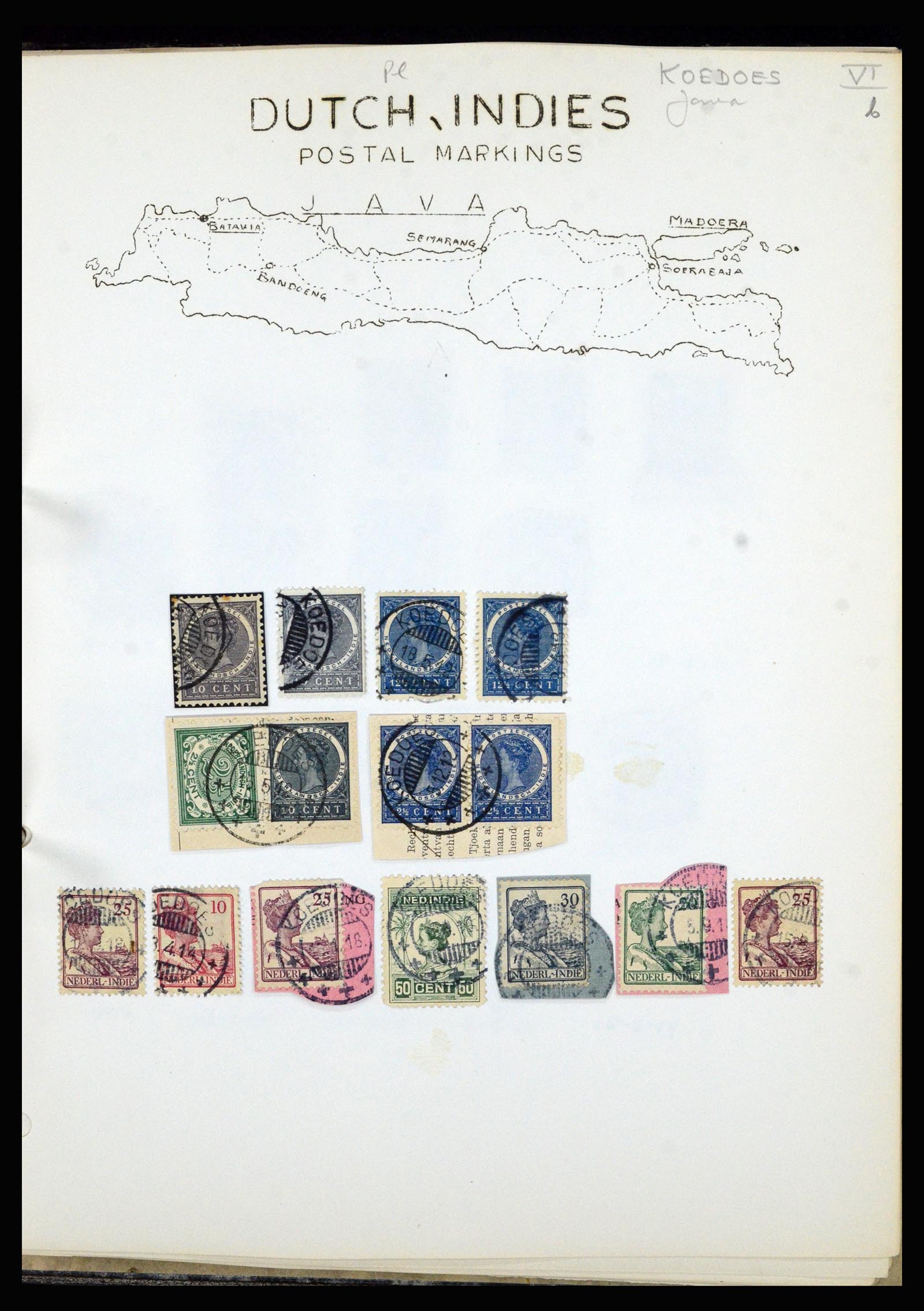 36841 048 - Stamp collection 36841 Dutch east Indies short bar cancels.