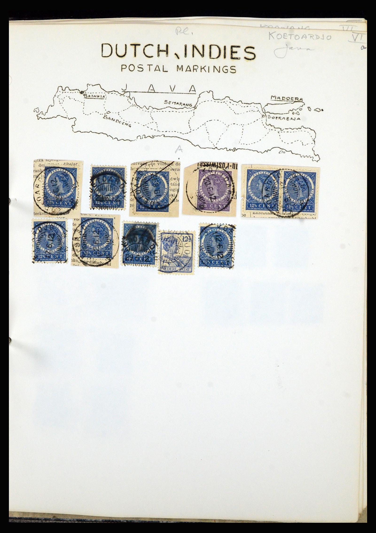 36841 051 - Stamp collection 36841 Dutch east Indies short bar cancels.
