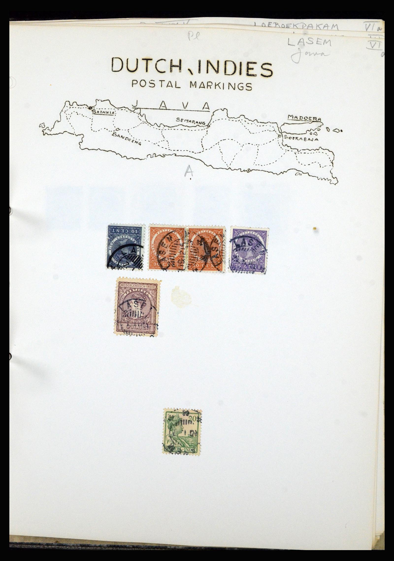 36841 054 - Stamp collection 36841 Dutch east Indies short bar cancels.