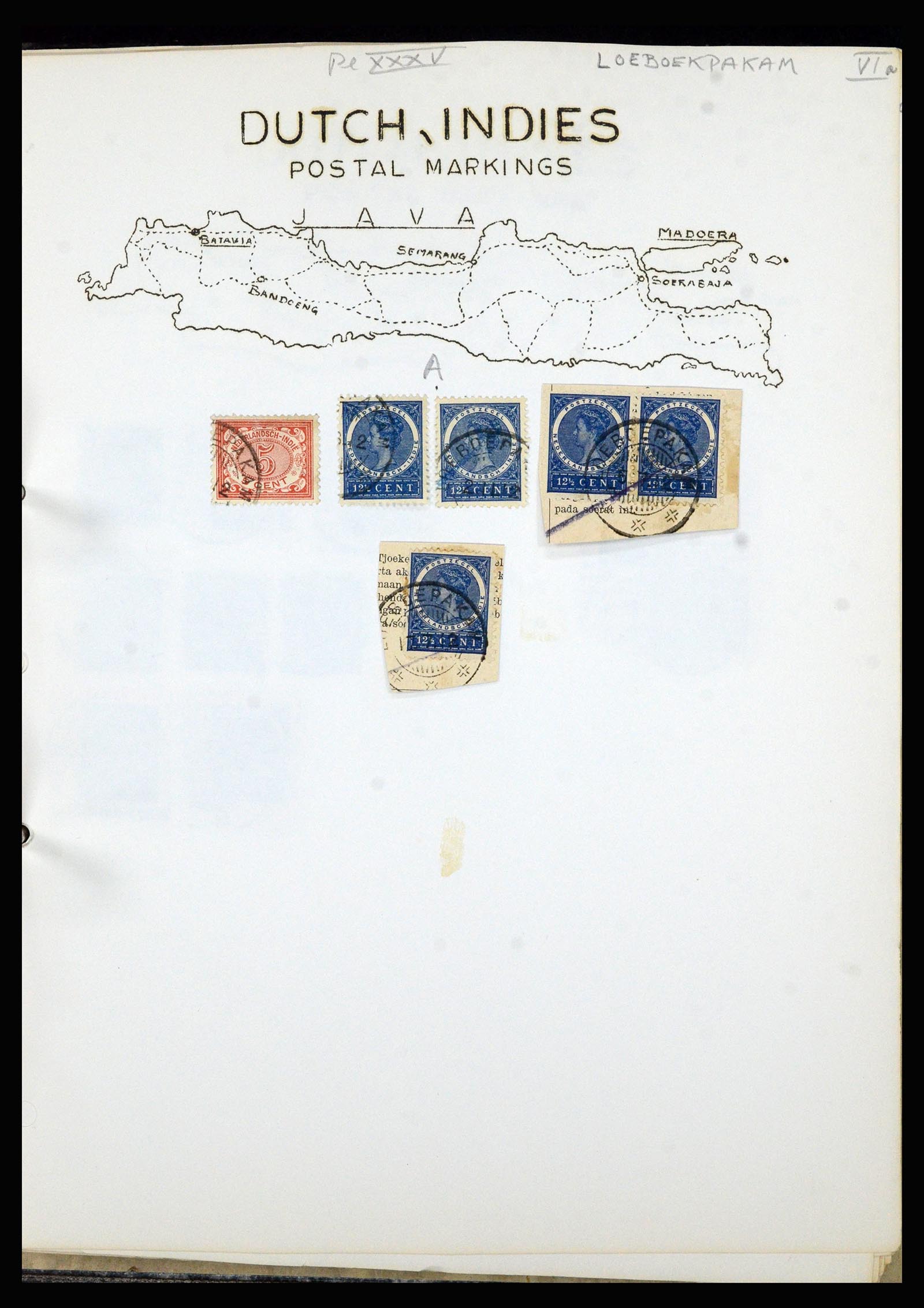 36841 057 - Stamp collection 36841 Dutch east Indies short bar cancels.