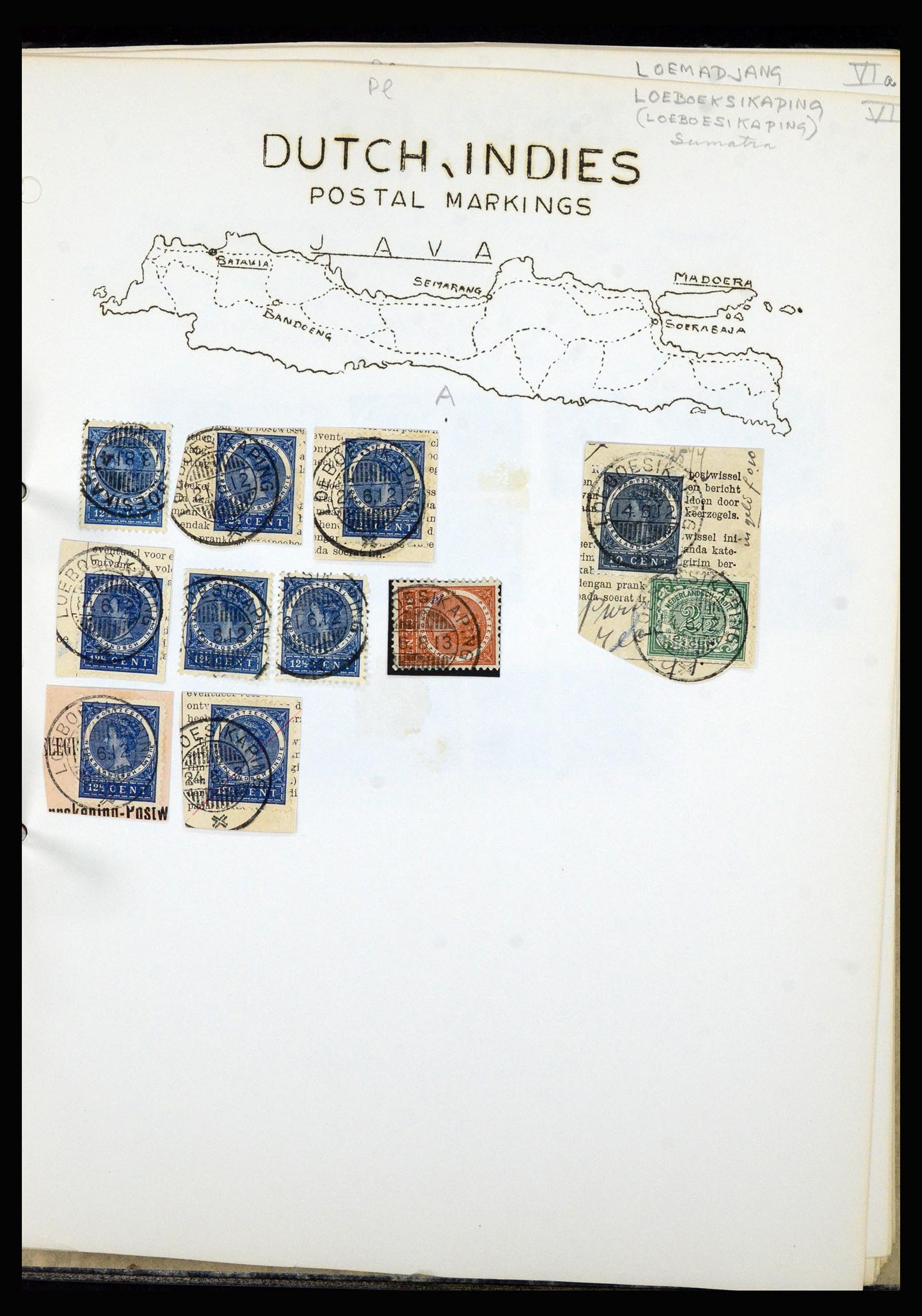36841 058 - Stamp collection 36841 Dutch east Indies short bar cancels.