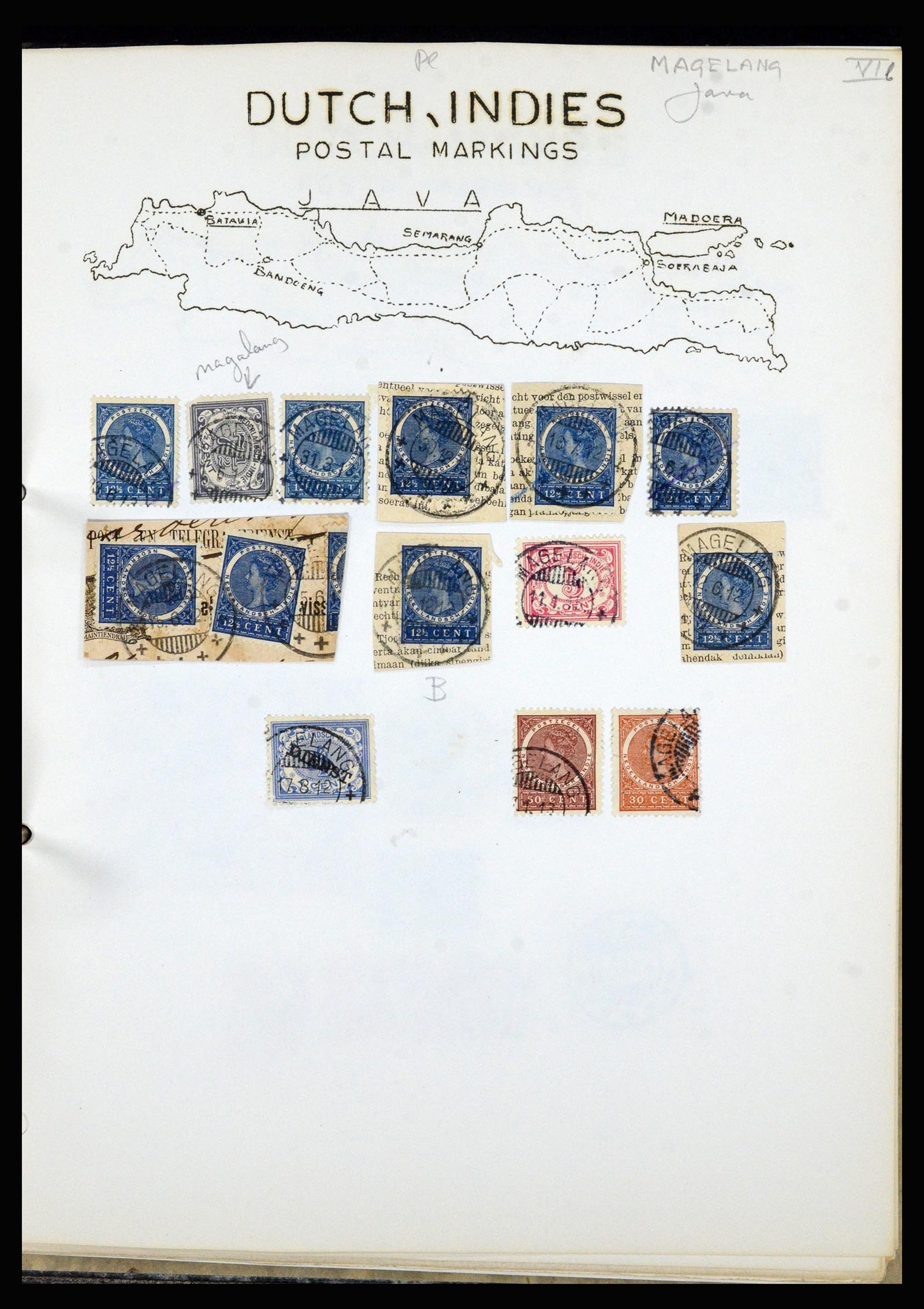 36841 062 - Stamp collection 36841 Dutch east Indies short bar cancels.