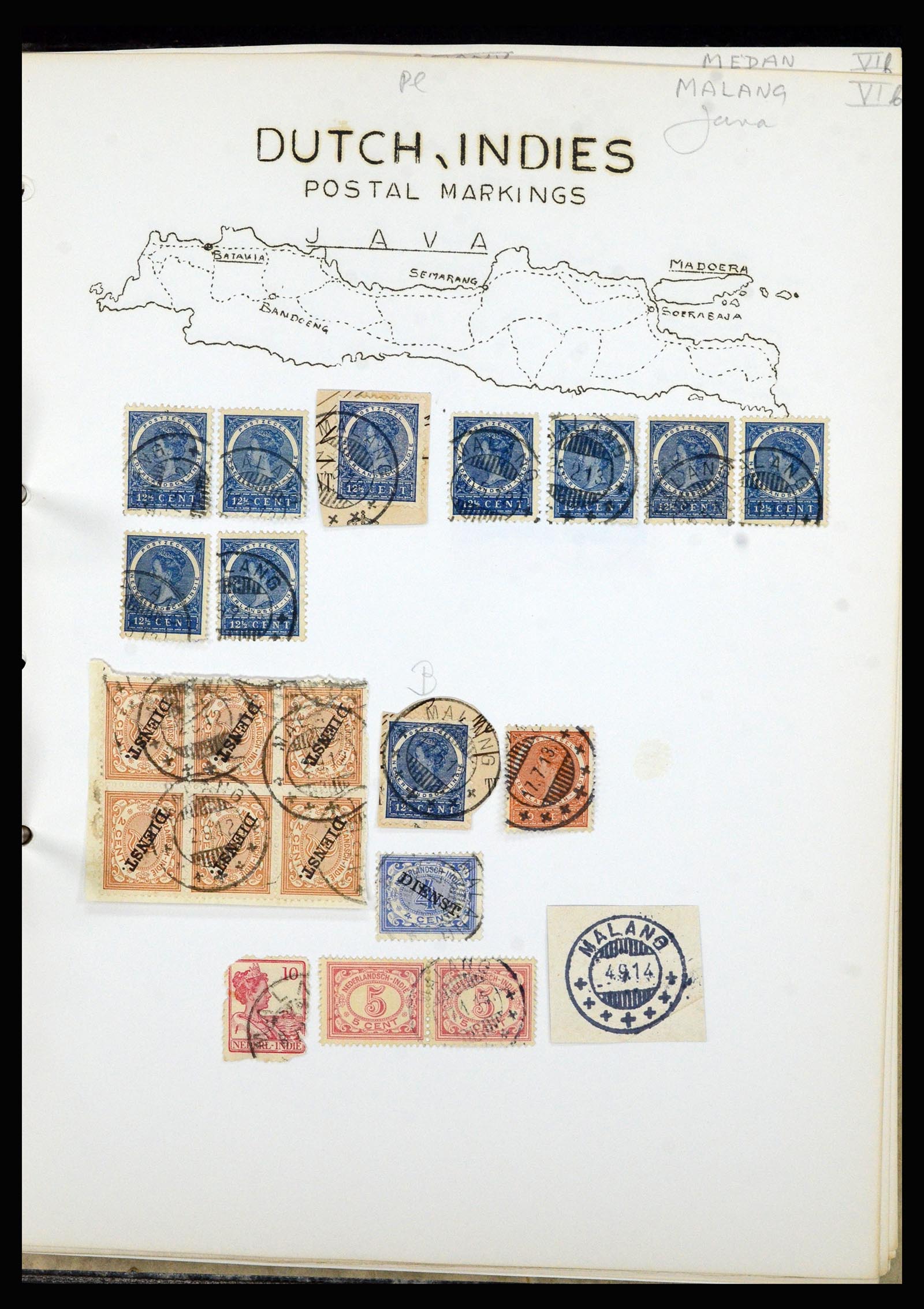 36841 063 - Stamp collection 36841 Dutch east Indies short bar cancels.
