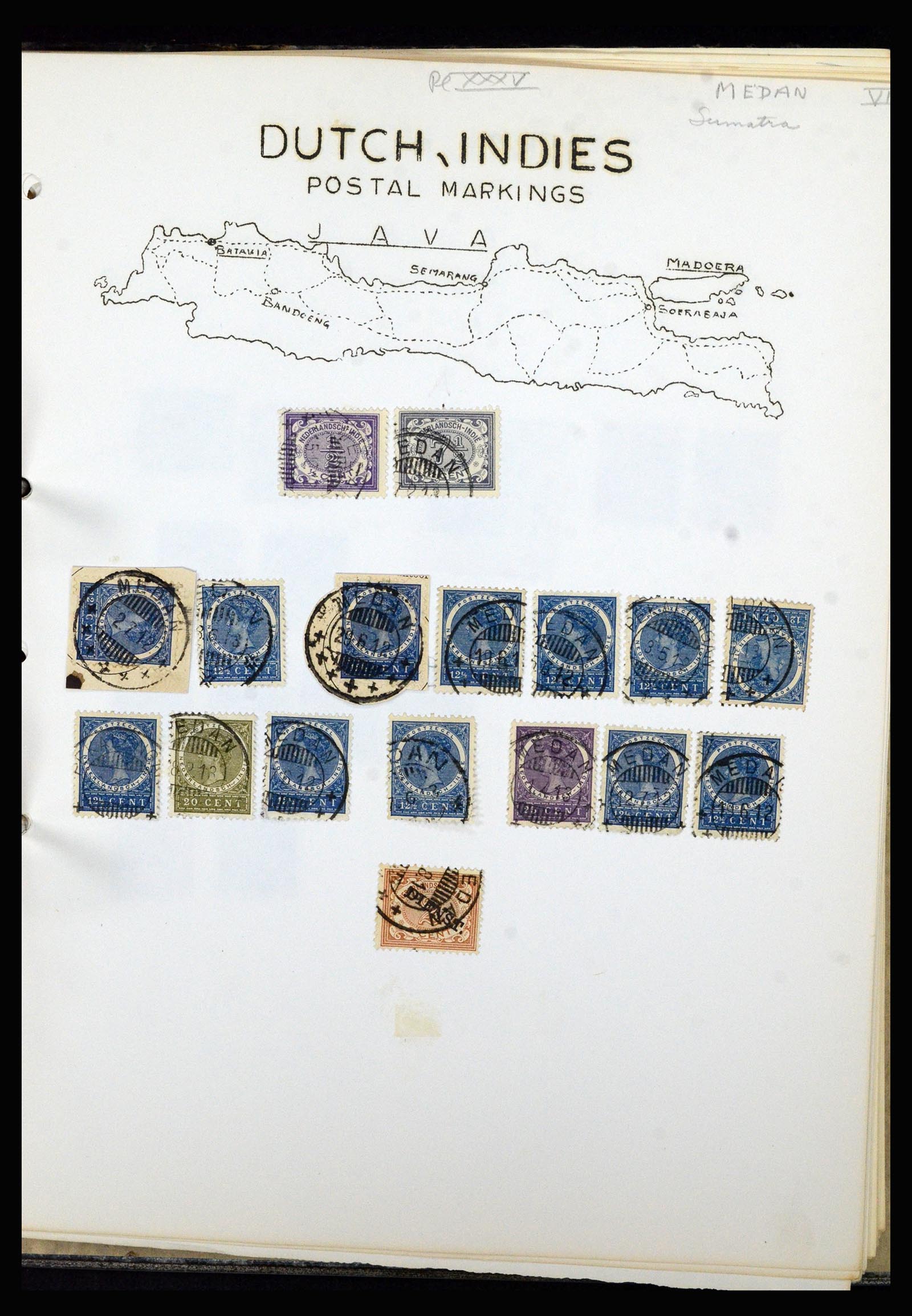 36841 065 - Stamp collection 36841 Dutch east Indies short bar cancels.