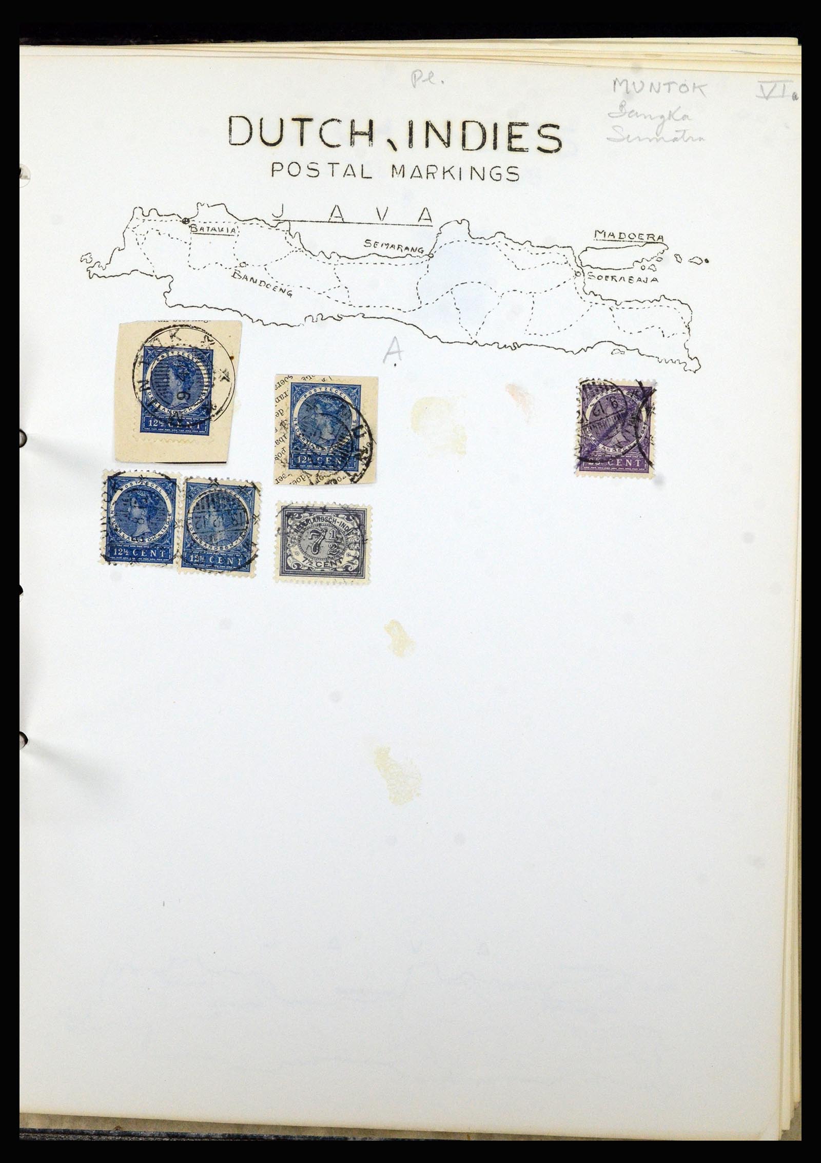 36841 073 - Stamp collection 36841 Dutch east Indies short bar cancels.