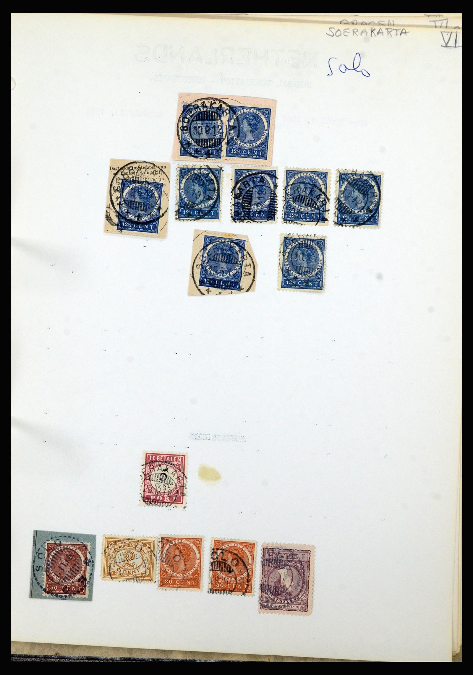 36841 142 - Stamp collection 36841 Dutch east Indies short bar cancels.