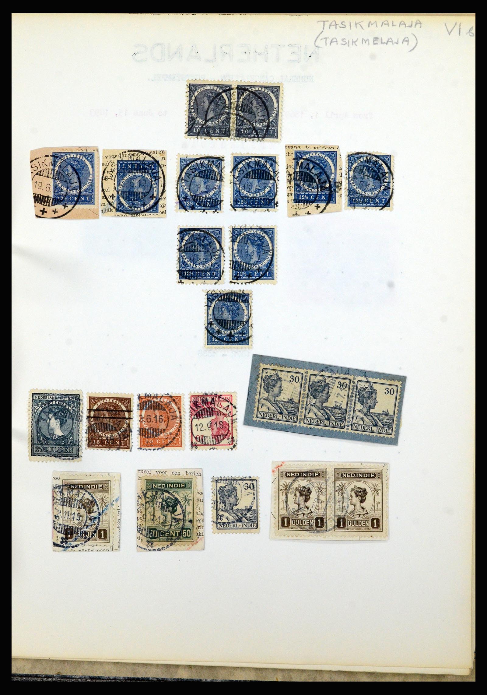 36841 157 - Stamp collection 36841 Dutch east Indies short bar cancels.