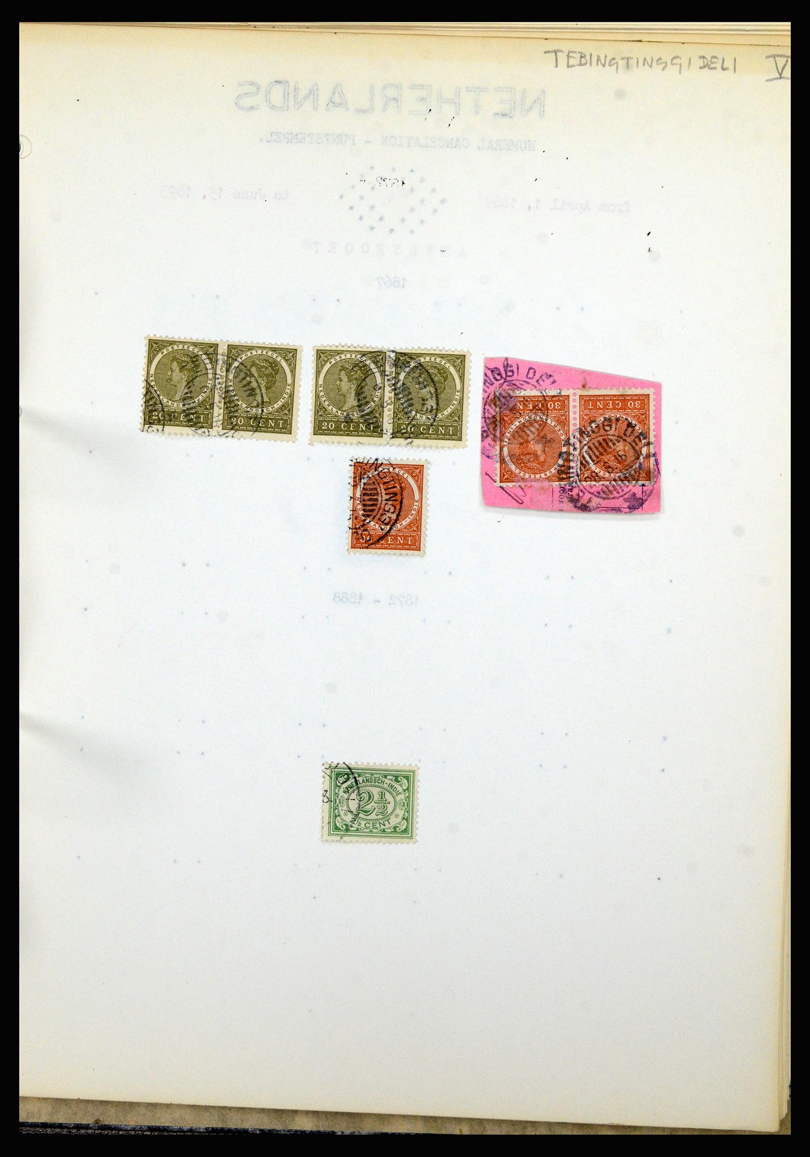 36841 158 - Stamp collection 36841 Dutch east Indies short bar cancels.