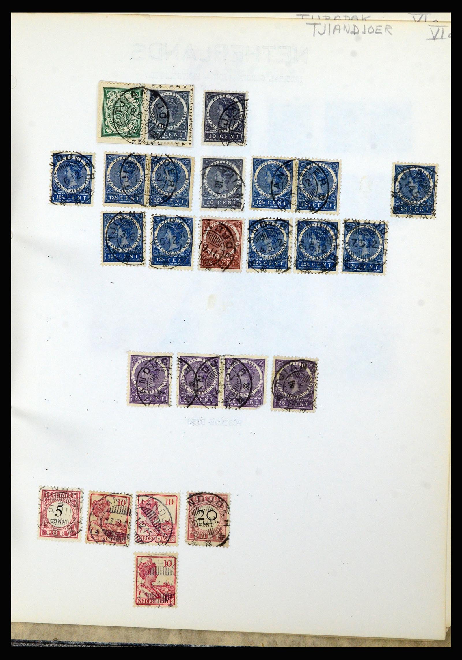 36841 166 - Stamp collection 36841 Dutch east Indies short bar cancels.