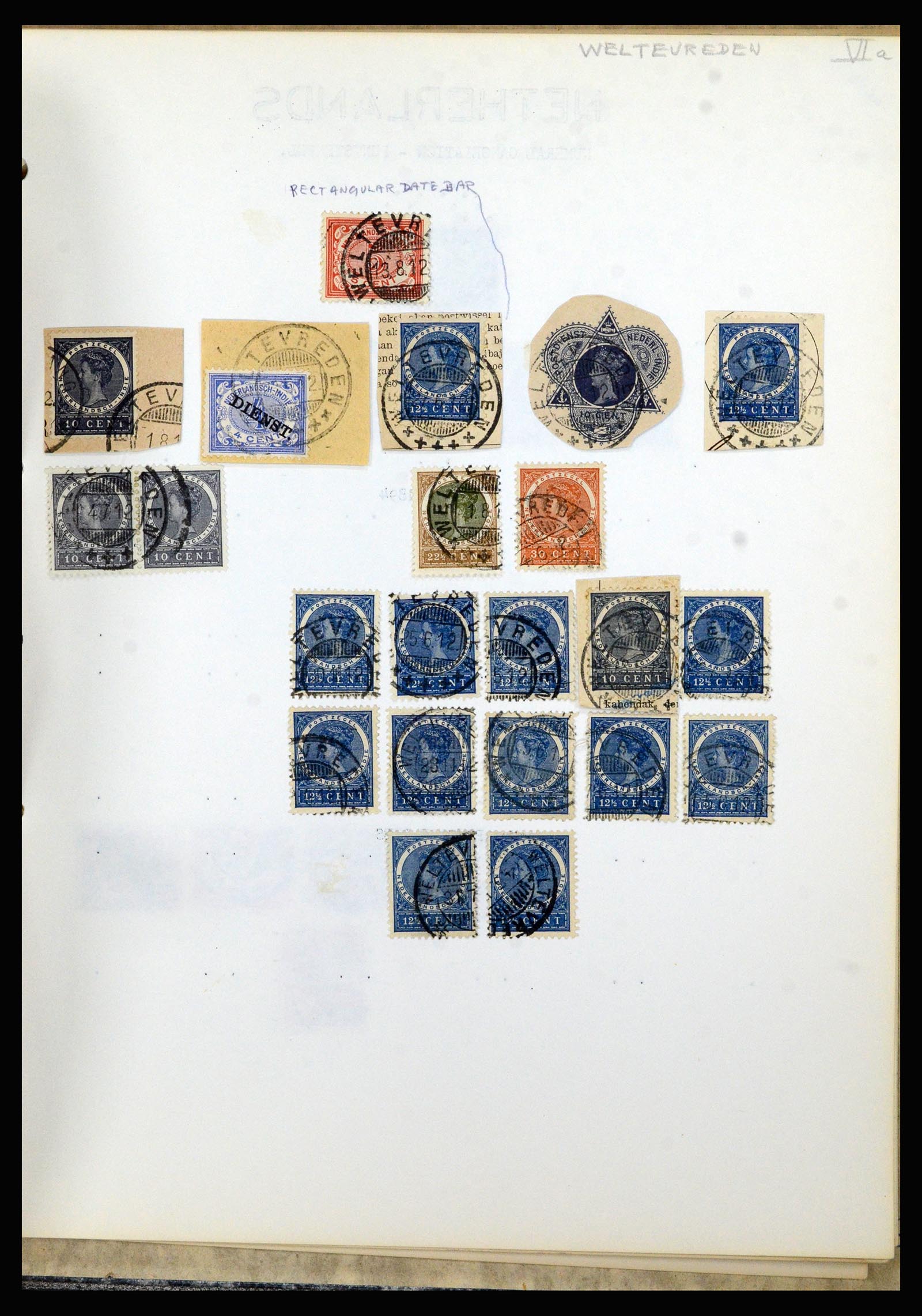 36841 186 - Stamp collection 36841 Dutch east Indies short bar cancels.
