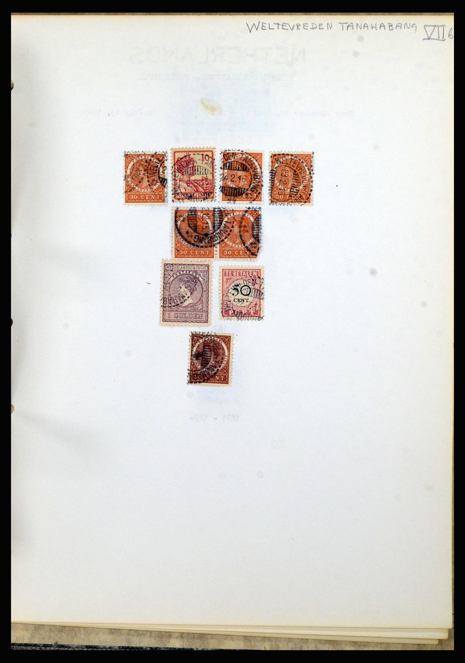 36841 194 - Postzegelverzameling 36841 Nederlands Indië kortebalk stempels.