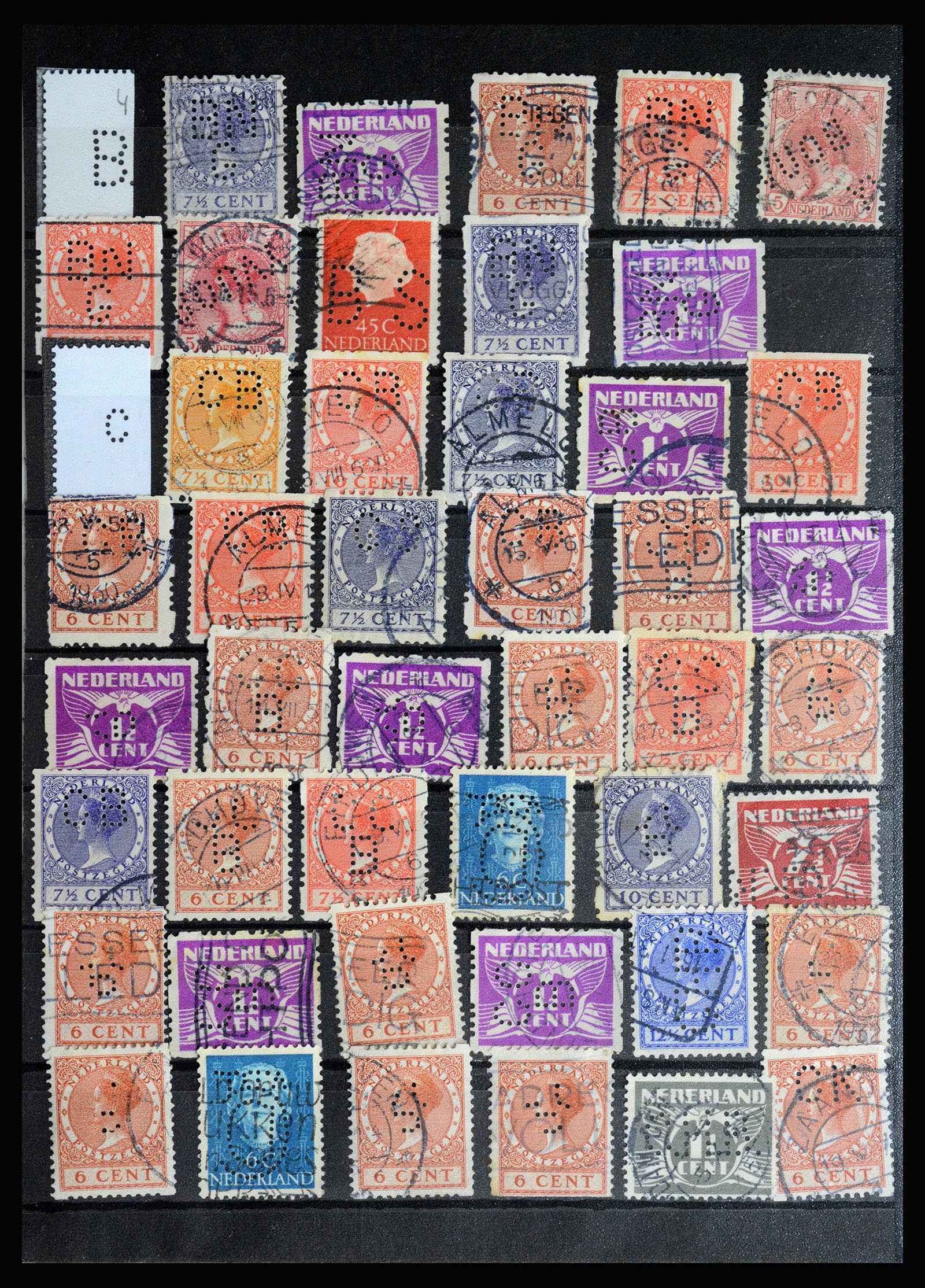 36849 003 - Postzegelverzameling 36849 Nederland perfins 1891-1960.