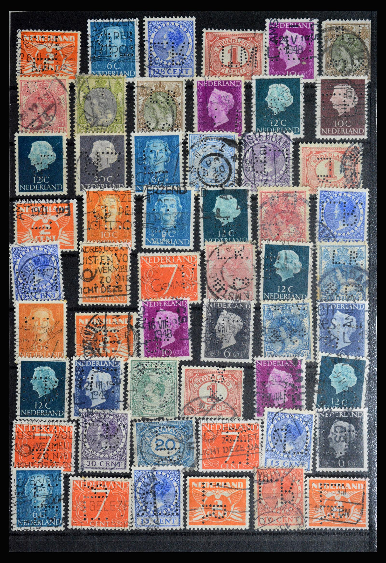 36849 016 - Stamp collection 36849 Netherlands perfins 1891-1960.