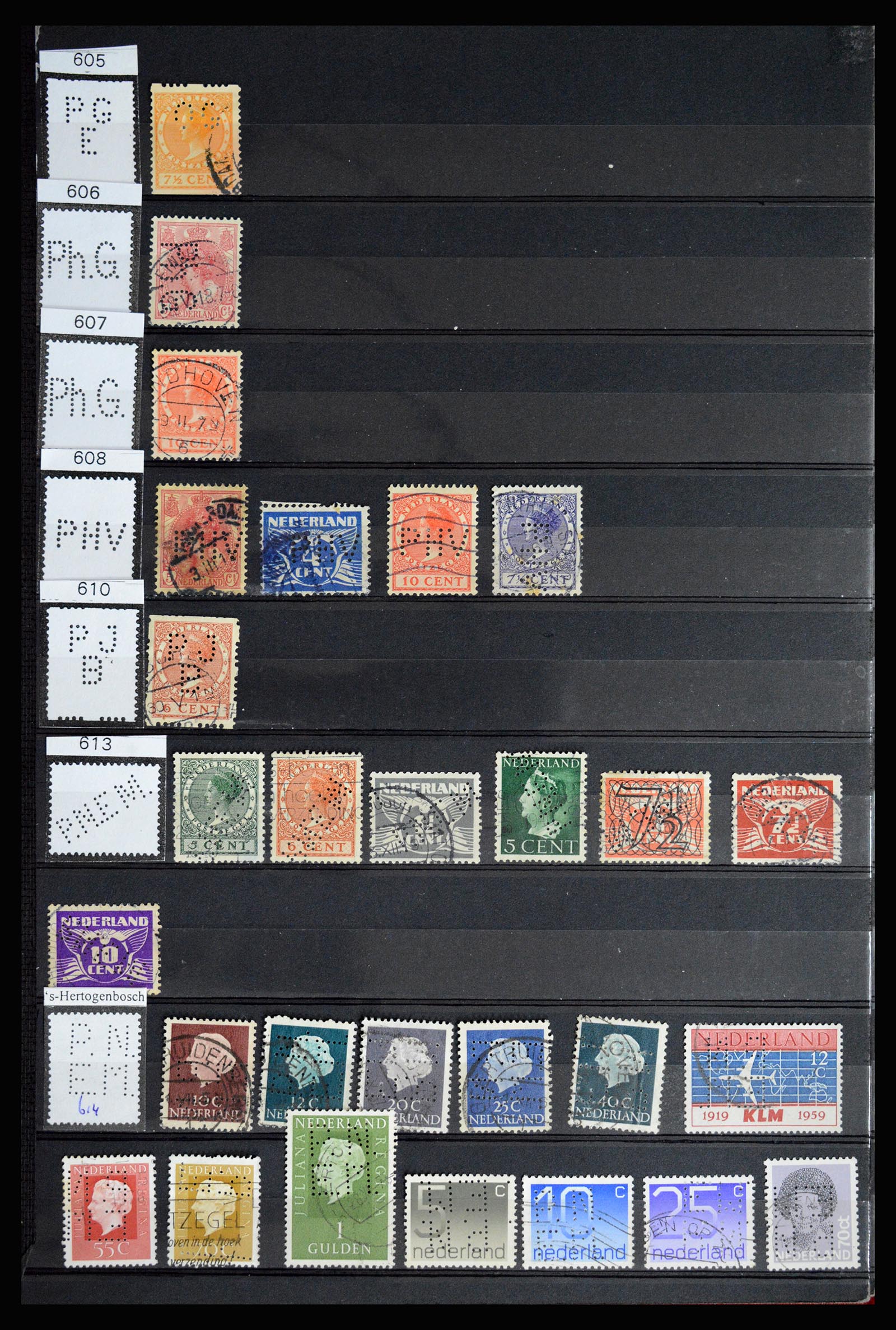36849 065 - Stamp collection 36849 Netherlands perfins 1891-1960.