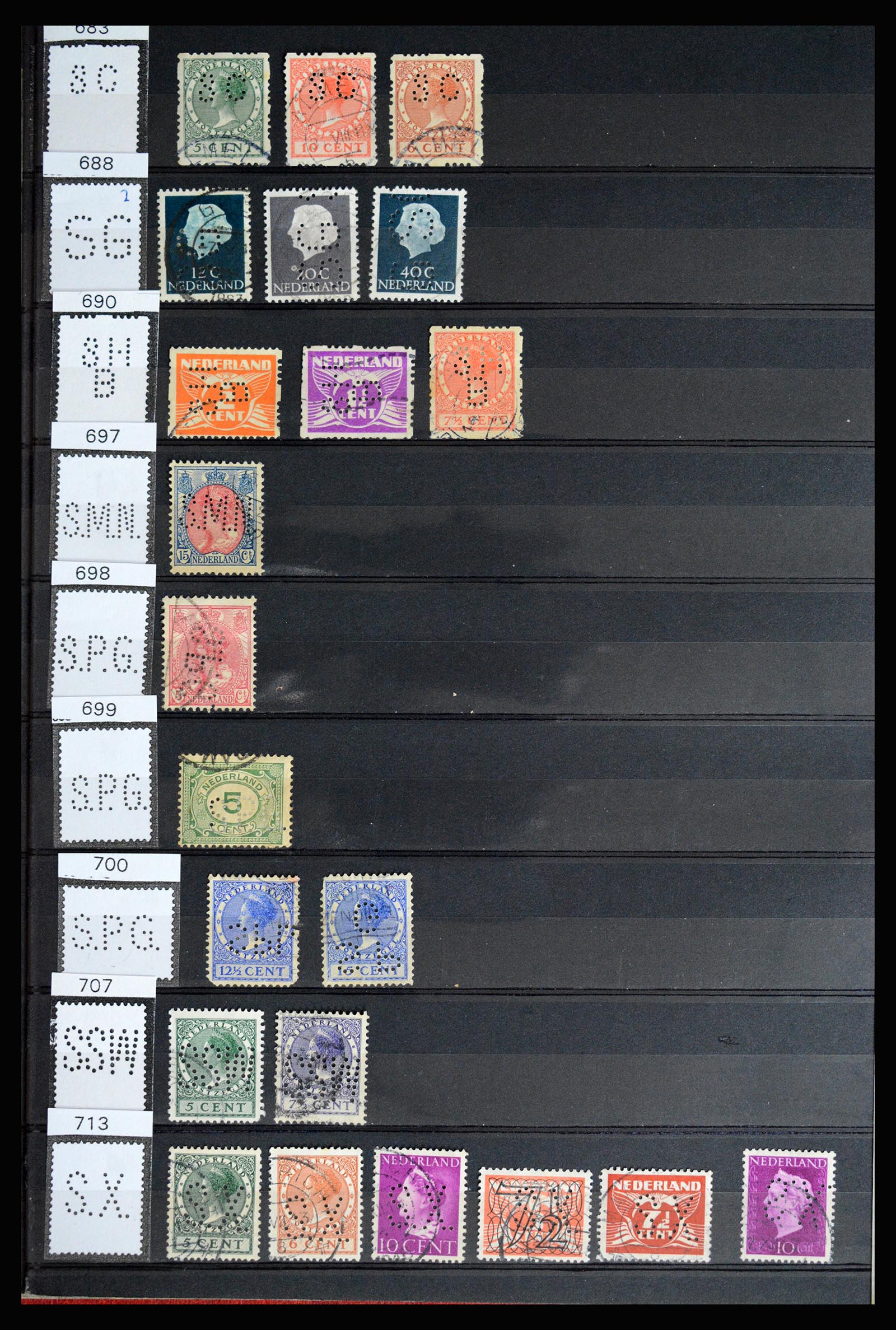 36849 070 - Stamp collection 36849 Netherlands perfins 1891-1960.