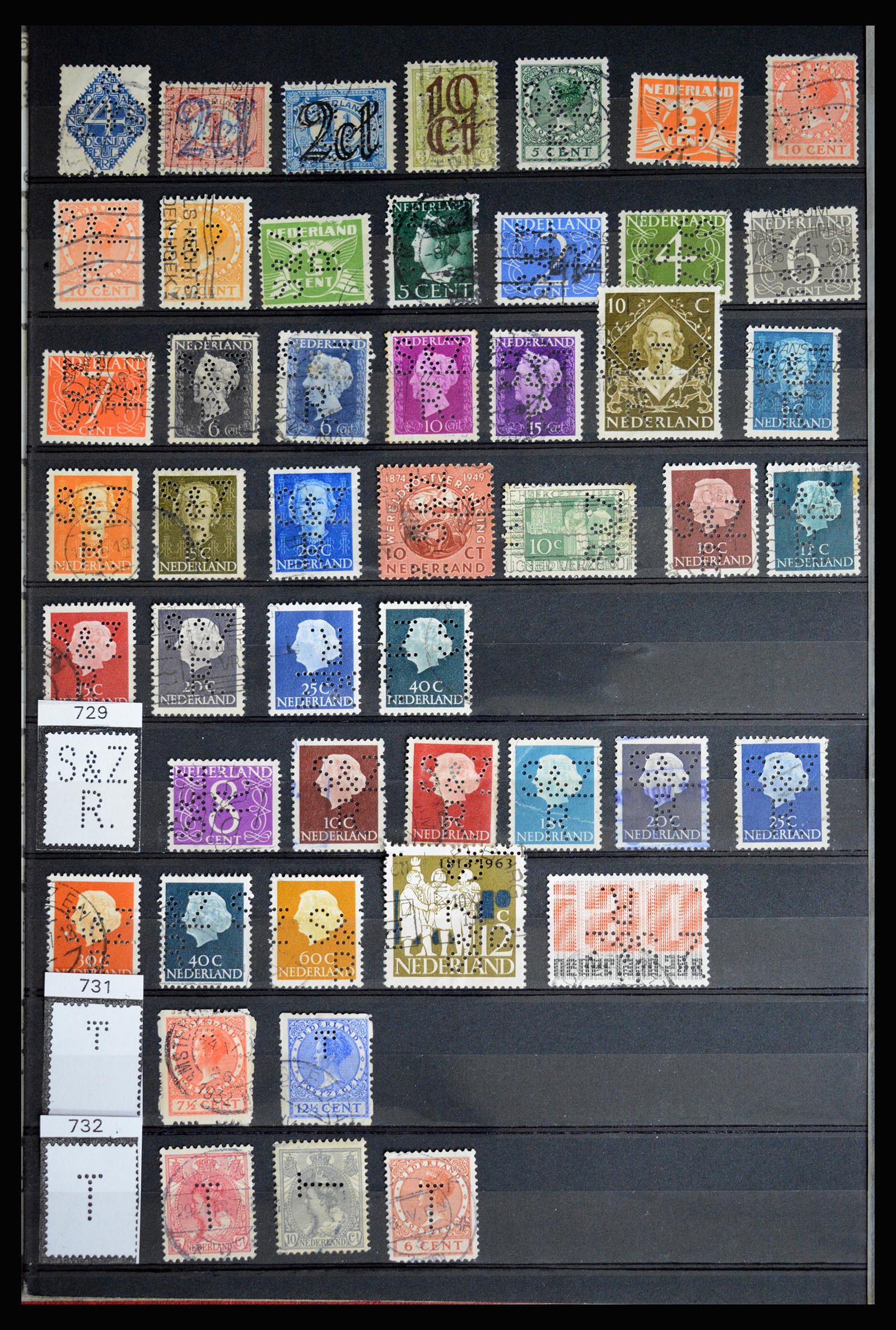 36849 072 - Stamp collection 36849 Netherlands perfins 1891-1960.