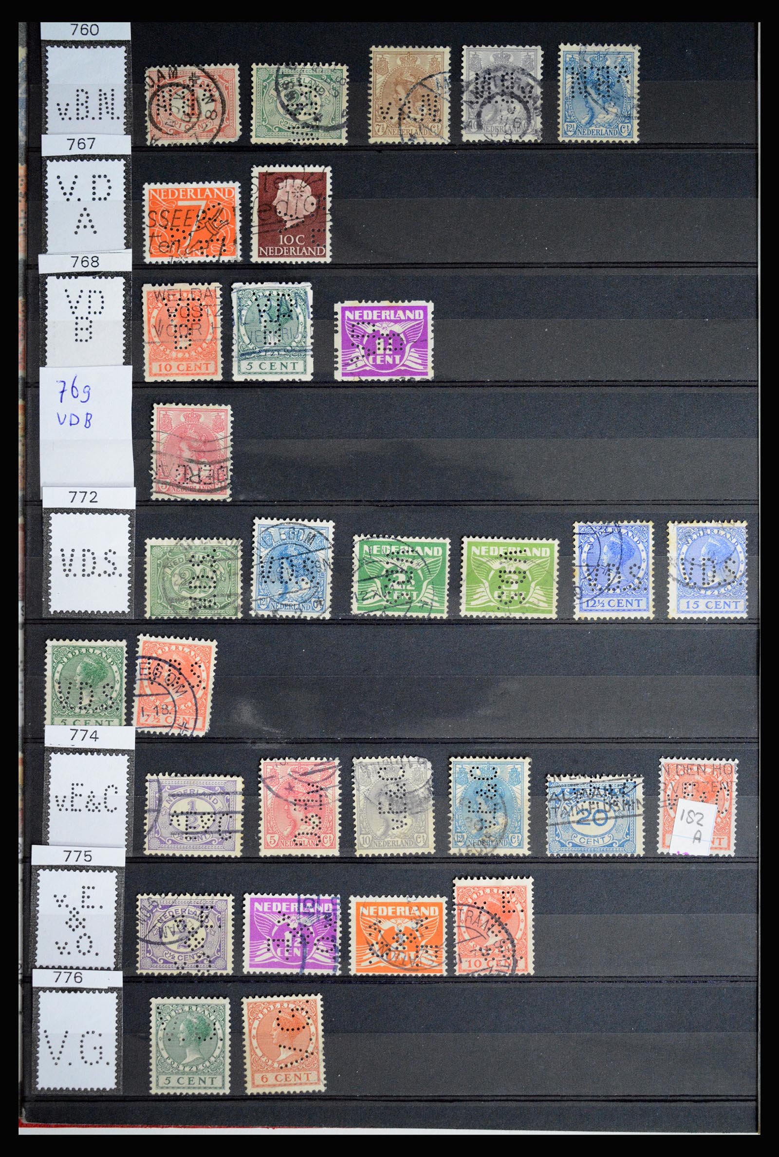 36849 074 - Stamp collection 36849 Netherlands perfins 1891-1960.