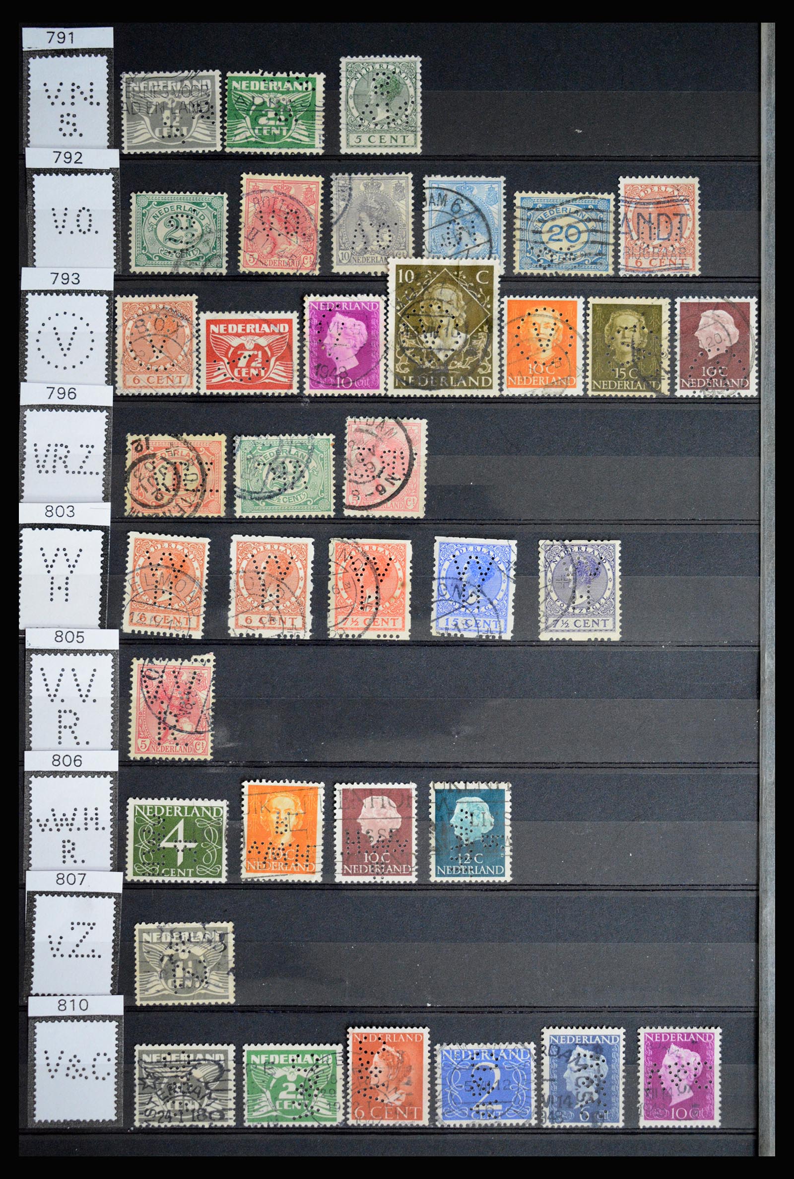 36849 076 - Stamp collection 36849 Netherlands perfins 1891-1960.